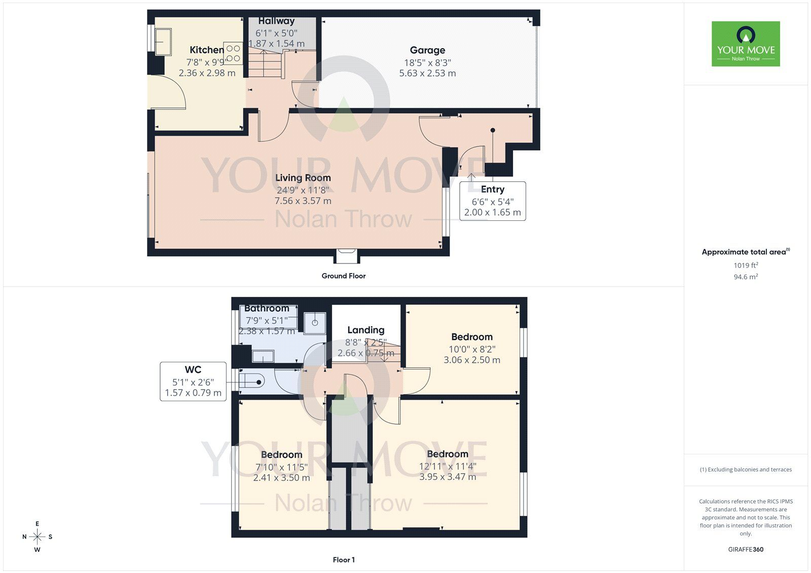 Floorplan of 3 bedroom Mid Terrace House for sale, Pritchard Close, Northampton, Northamptonshire, NN3