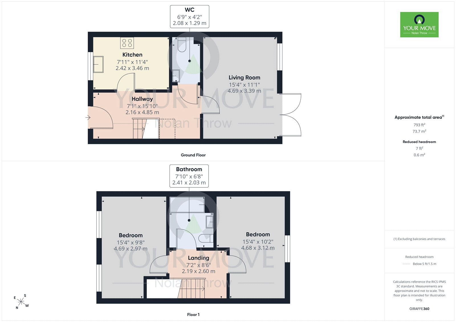 Floorplan of 2 bedroom Semi Detached House for sale, Hadlow Gardens, Kettering, Northamptonshire, NN16
