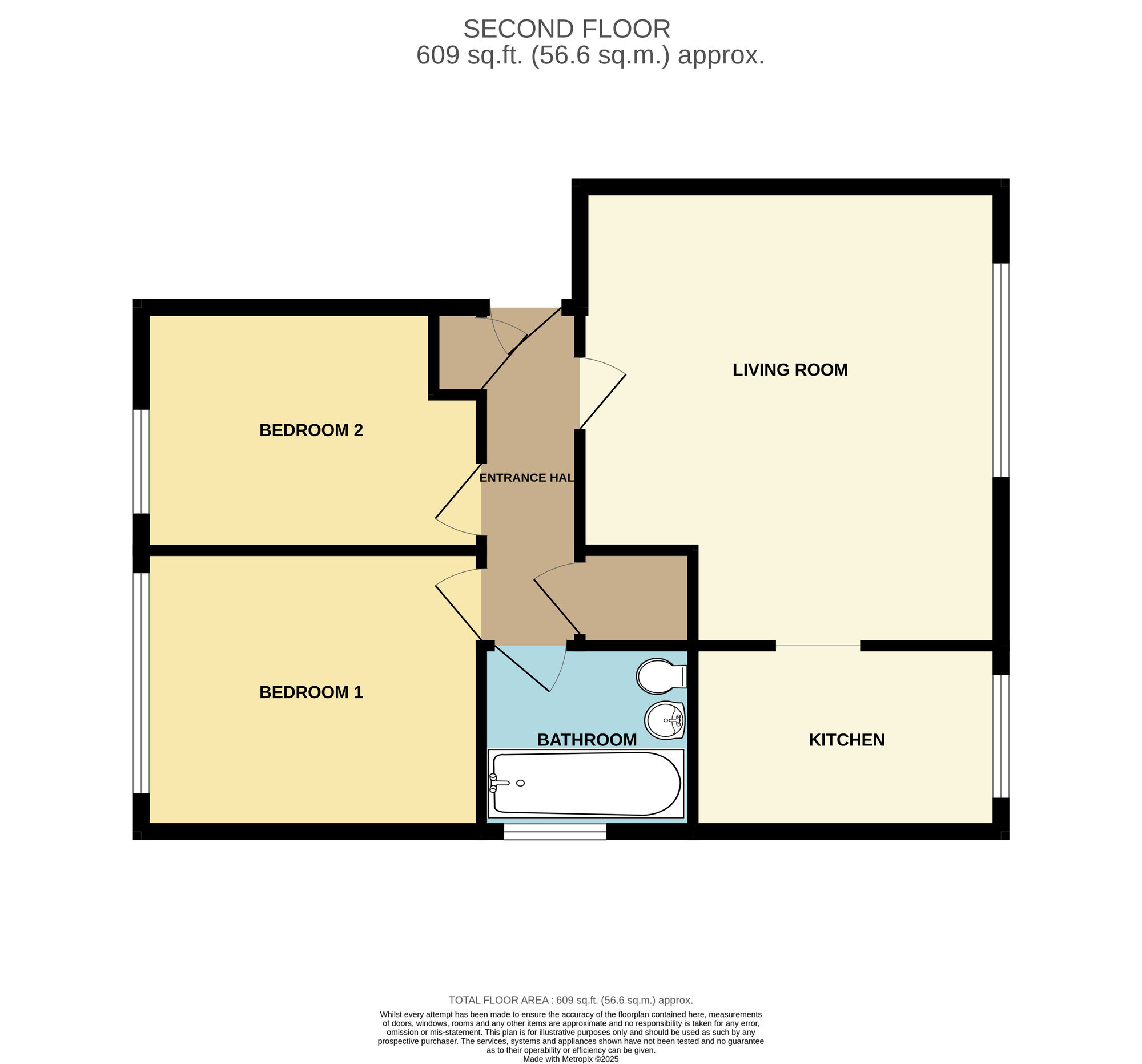 Floorplan of 2 bedroom  Flat for sale, Glendower Crescent, Orpington, BR6