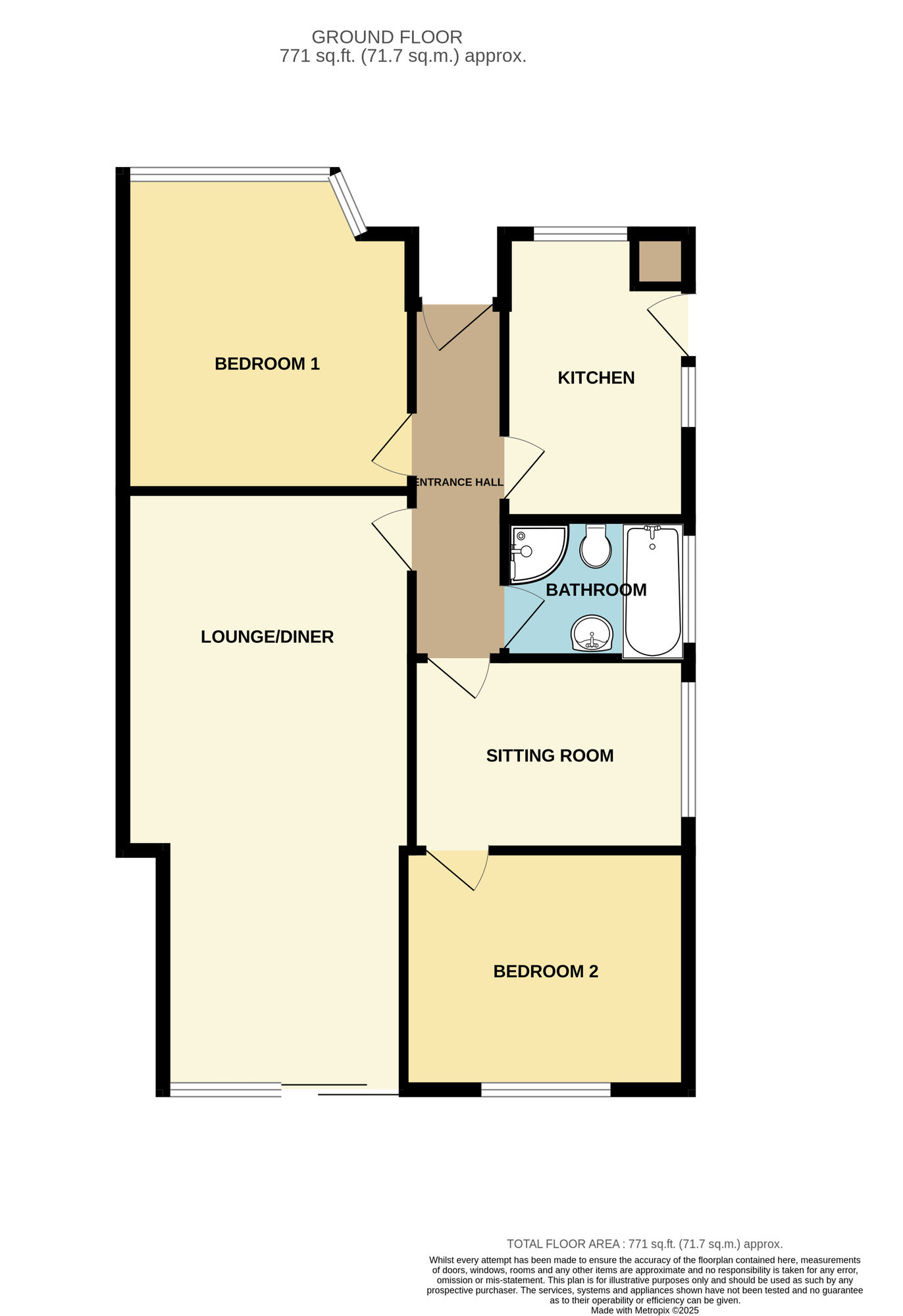 Floorplan of 2 bedroom Semi Detached Bungalow for sale, Somerden Road, Orpington, BR5