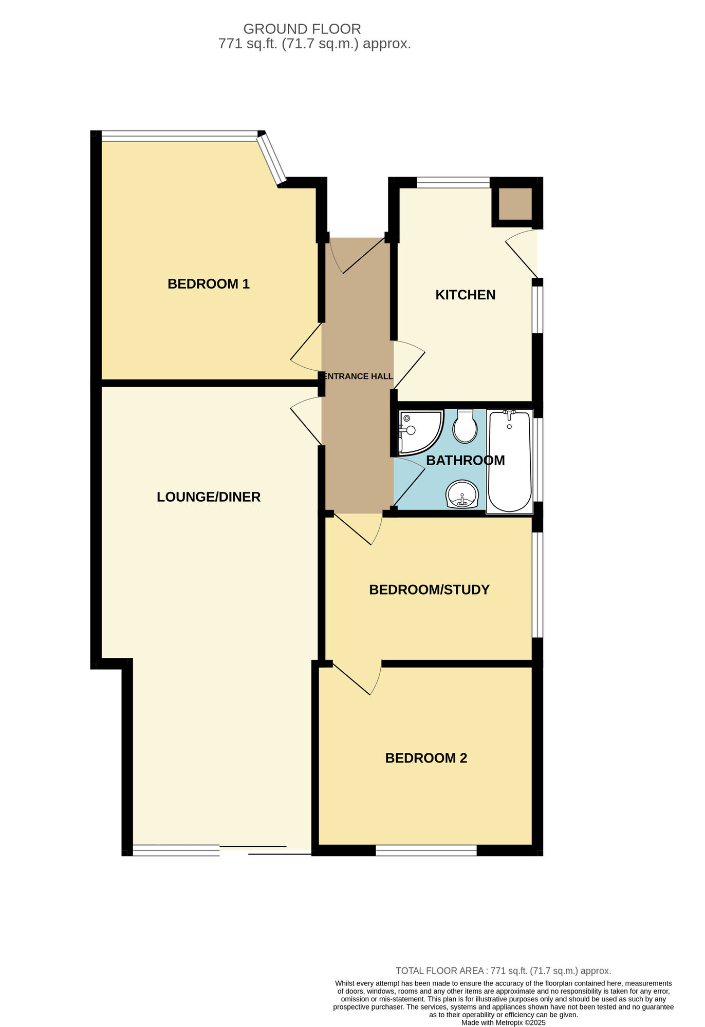 Floorplan of 3 bedroom Semi Detached Bungalow for sale, Somerden Road, Orpington, BR5