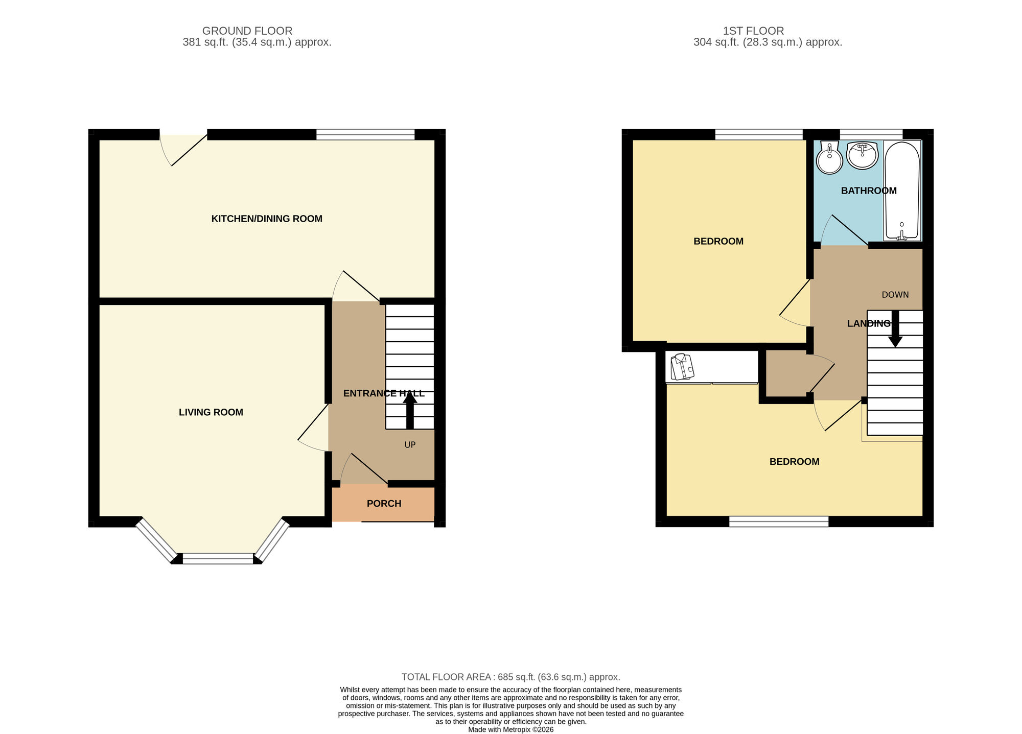 Floorplan of 2 bedroom Mid Terrace House for sale, Bell Gardens, Orpington, BR5