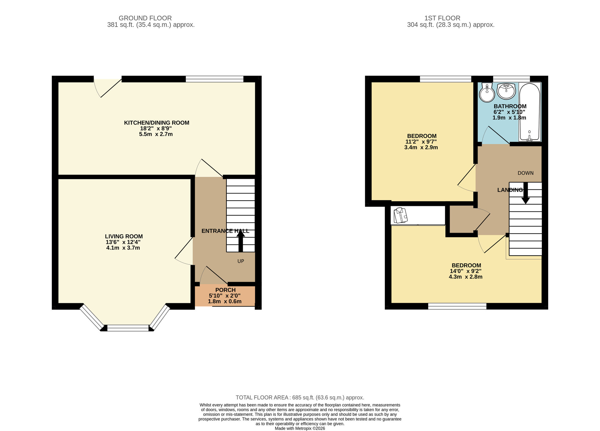 Floorplan of 2 bedroom Mid Terrace House for sale, Bell Gardens, Orpington, BR5