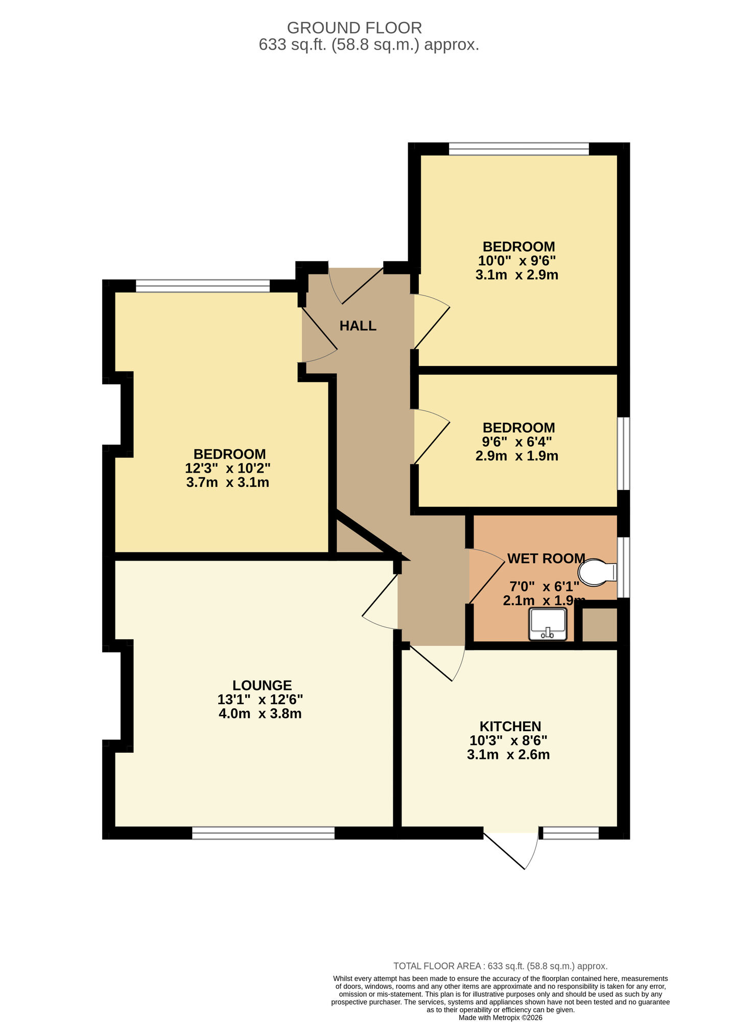 Floorplan of 3 bedroom Semi Detached Bungalow for sale, Court Road, Orpington, BR6