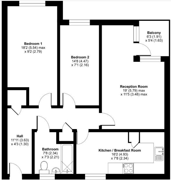 Floorplan of 2 bedroom Flat for sale, Chipperfield Road, Orpington, BR5
