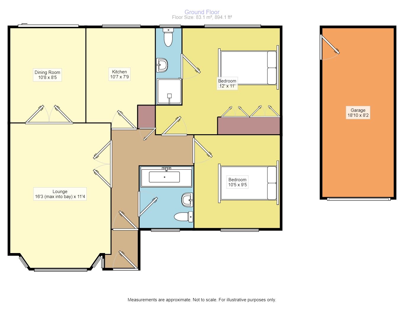 Floorplan of 2 bedroom Detached Bungalow to rent, Fairoaks, Polegate, East Sussex, BN26
