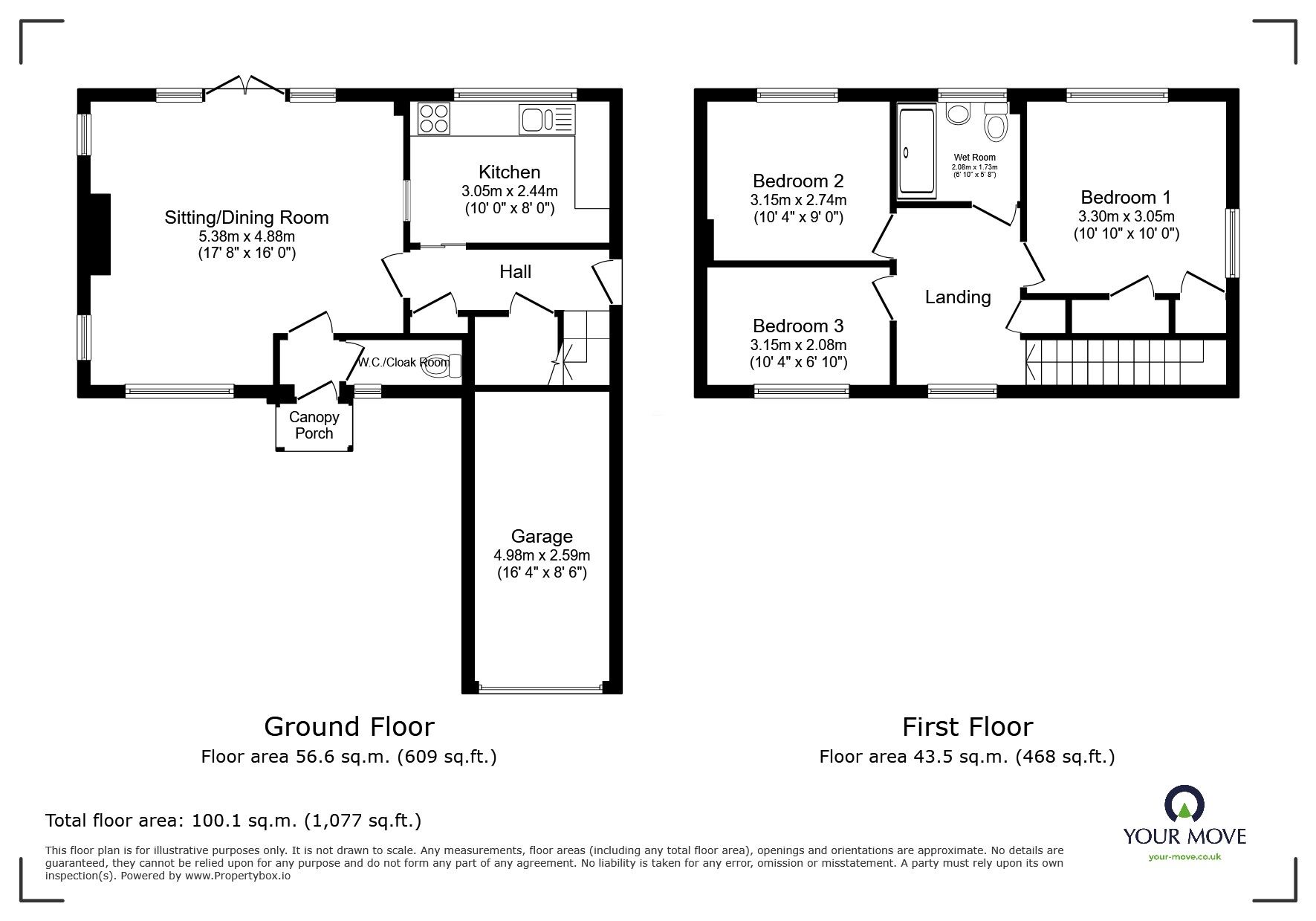 Floorplan of 3 bedroom Detached House for sale, Seven Sisters Road, Eastbourne, East Sussex, BN22