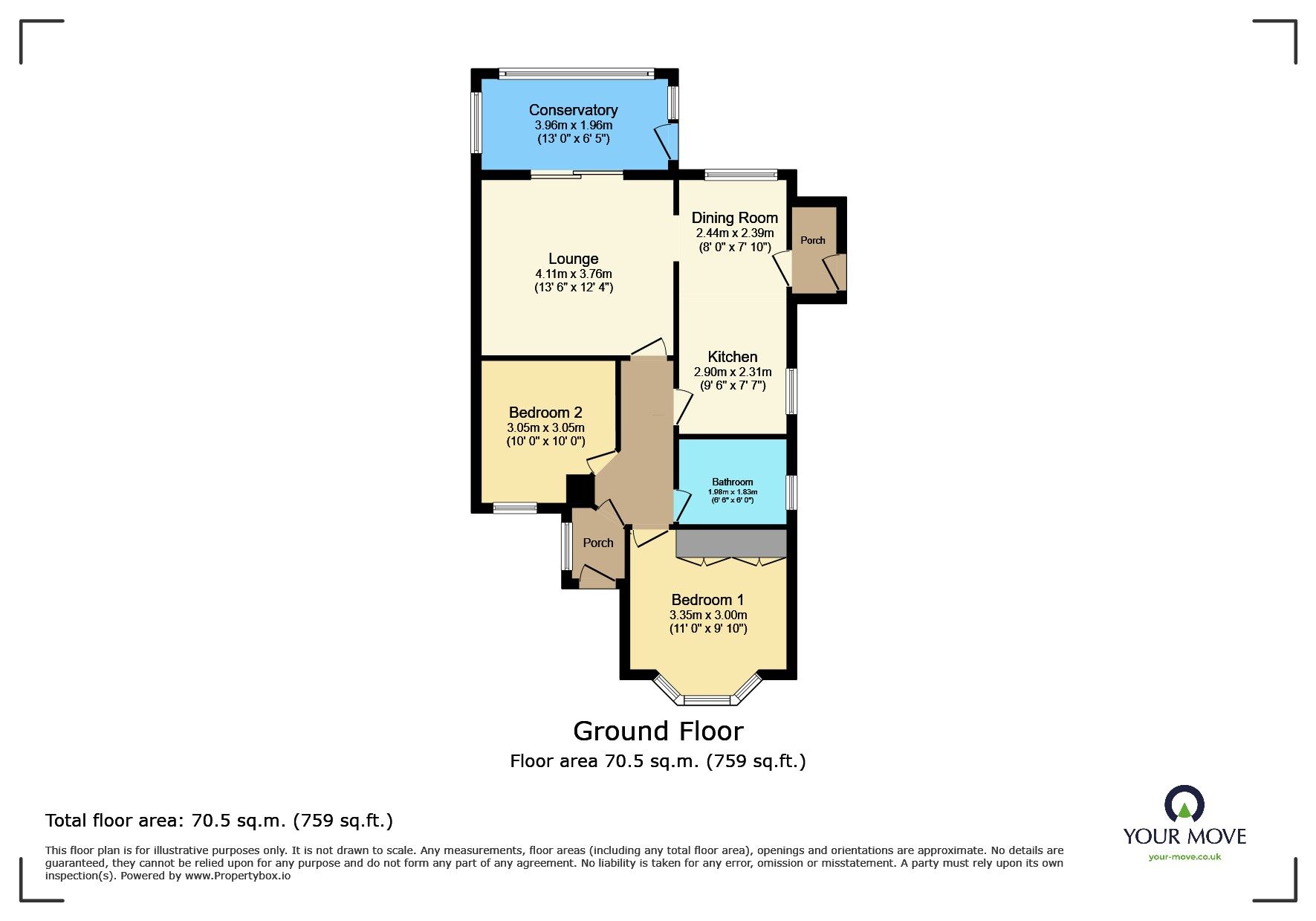 Floorplan of 2 bedroom Semi Detached Bungalow for sale, Brightling Road, Polegate, East Sussex, BN26