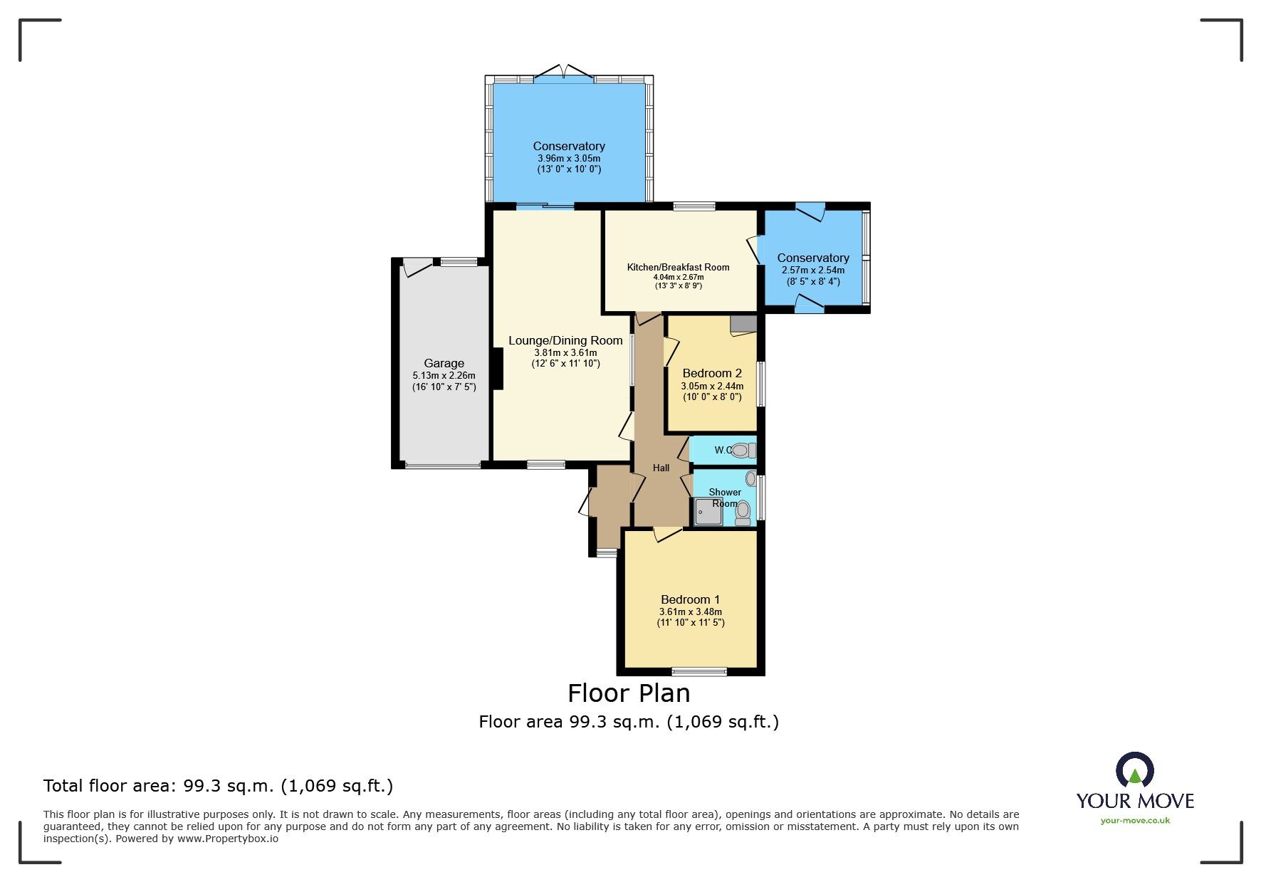 Floorplan of 2 bedroom Detached Bungalow for sale, Stanmer Drive, Eastbourne, East Sussex, BN22