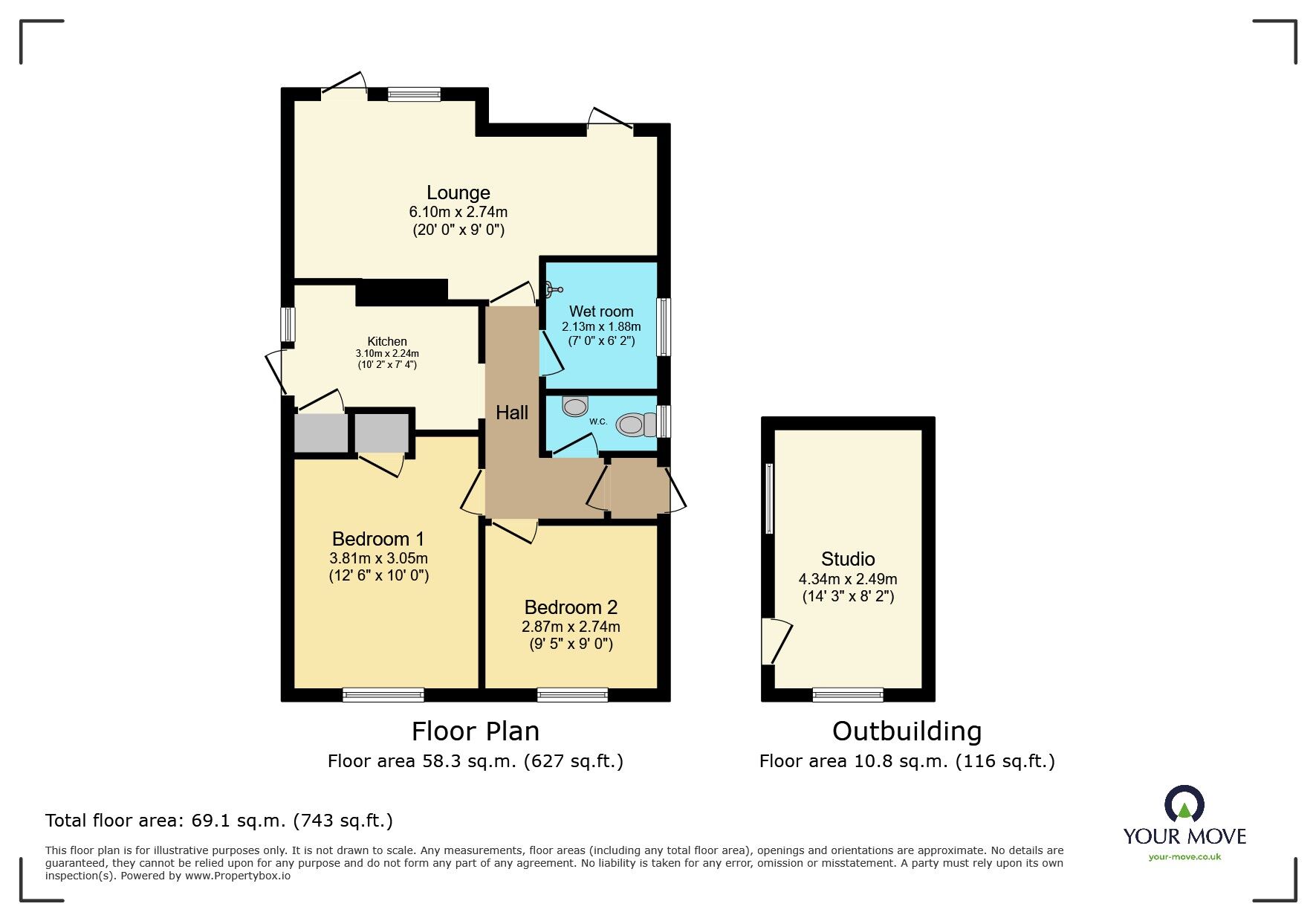 Floorplan of 2 bedroom Detached Bungalow for sale, Broad Road, Eastbourne, East Sussex, BN20