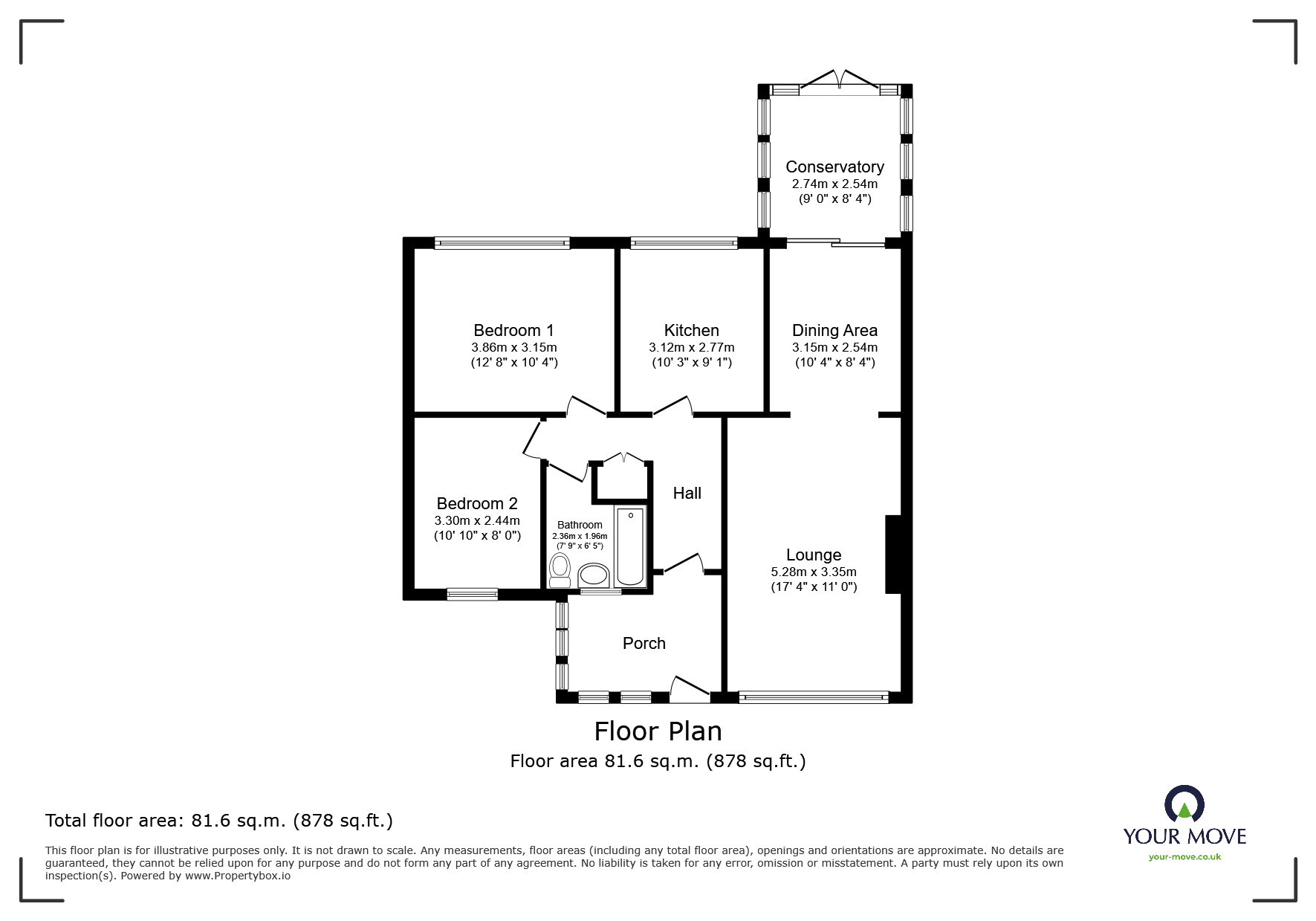 Floorplan of 2 bedroom Detached Bungalow for sale, Seven Sisters Road, Eastbourne, East Sussex, BN22