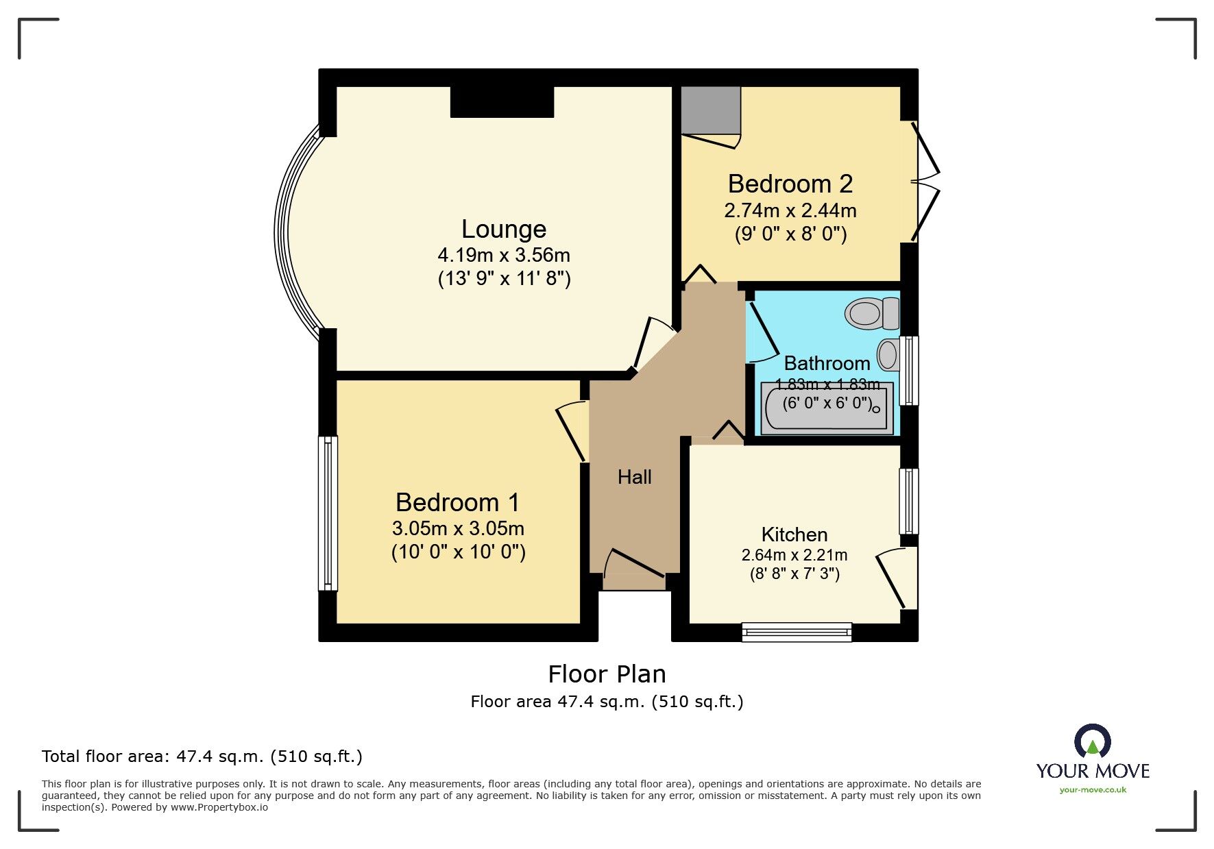 Floorplan of 2 bedroom Semi Detached Bungalow for sale, Hailsham Road, Polegate, East Sussex, BN26