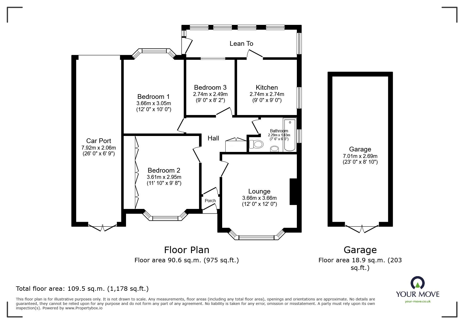 Floorplan of 3 bedroom Detached Bungalow for sale, Bahram Road, Polegate, East Sussex, BN26