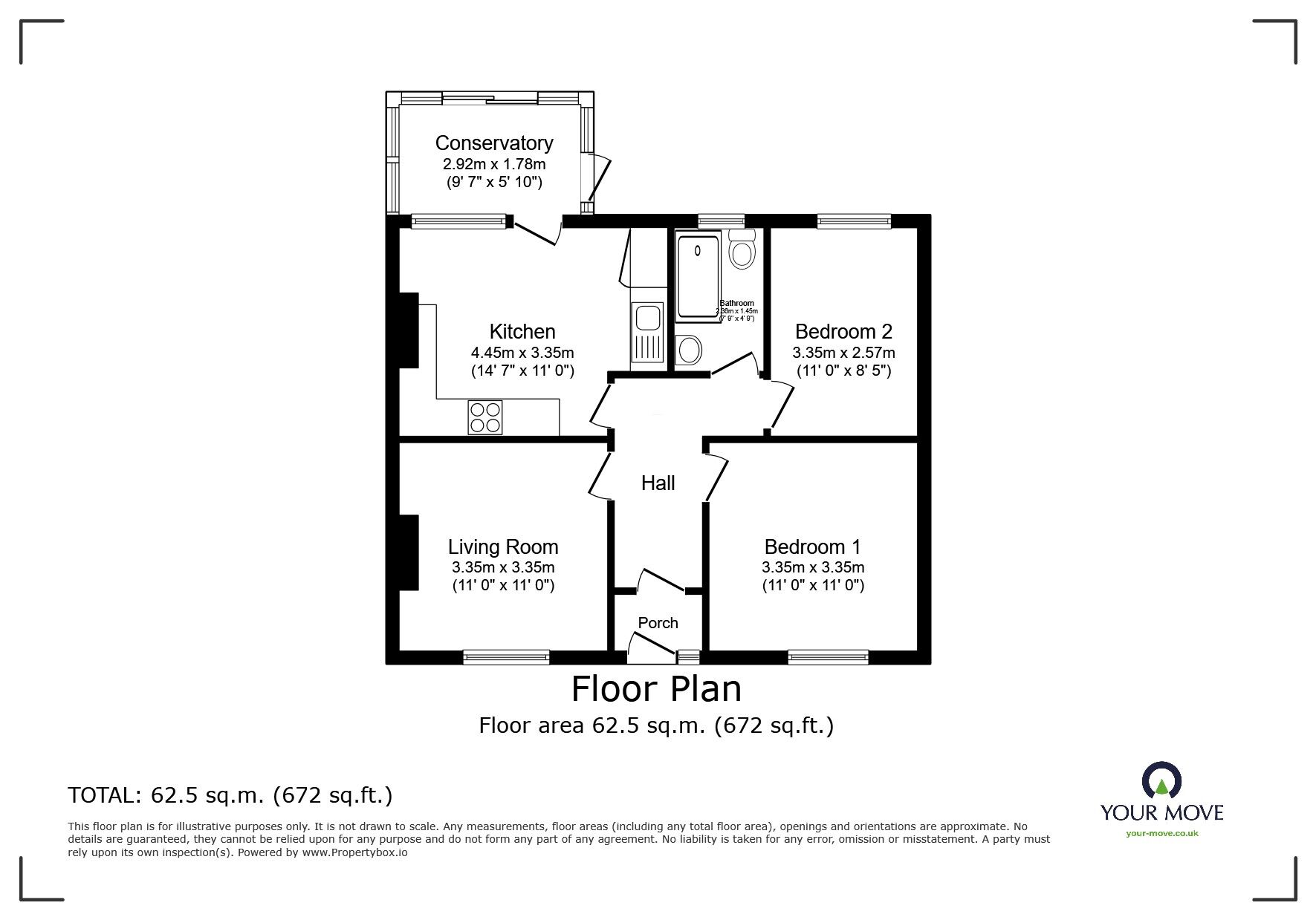 Floorplan of 2 bedroom Semi Detached Bungalow for sale, West Close, Polegate, East Sussex, BN26