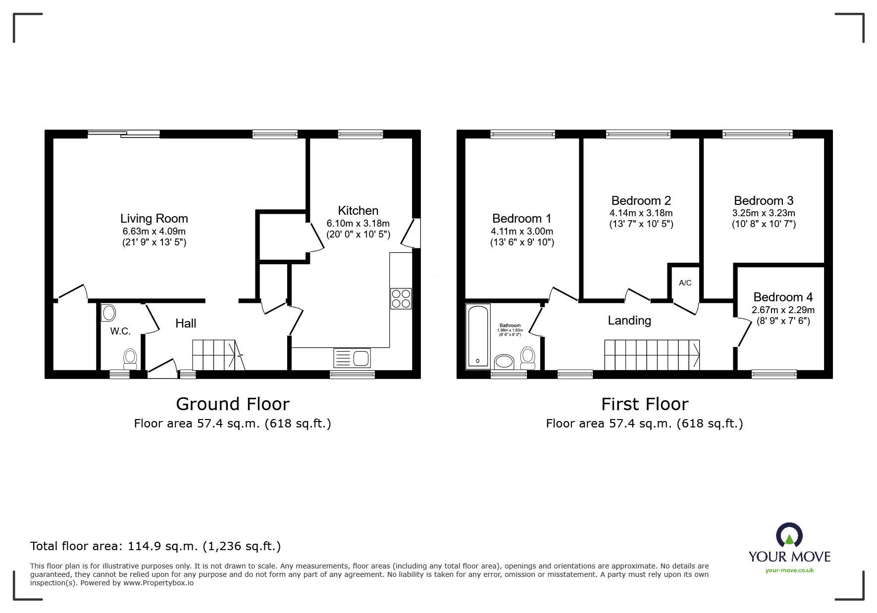 Floorplan of 4 bedroom Semi Detached House for sale, Merlin Court, Observatory View, East Sussex, BN27