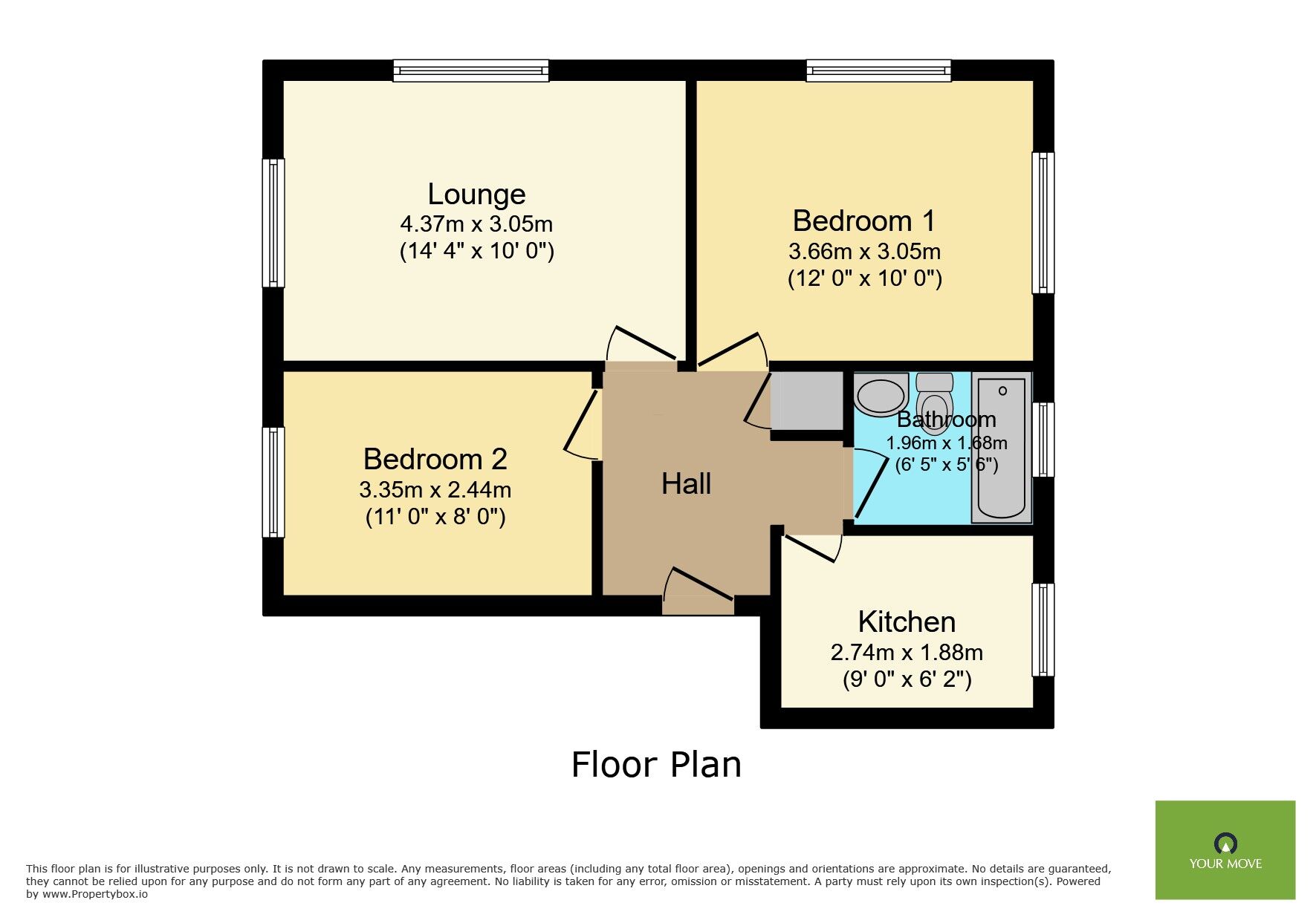 Floorplan of 2 bedroom  Flat for sale, Walnut Walk, Polegate, East Sussex, BN26
