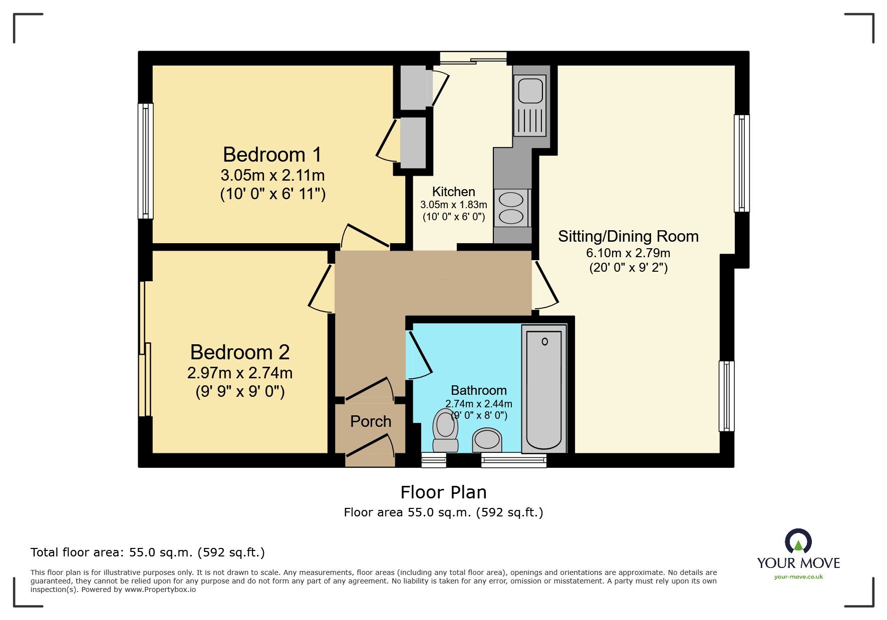 Floorplan of 2 bedroom Detached Bungalow for sale, Broadview Close, Eastbourne, East Sussex, BN20