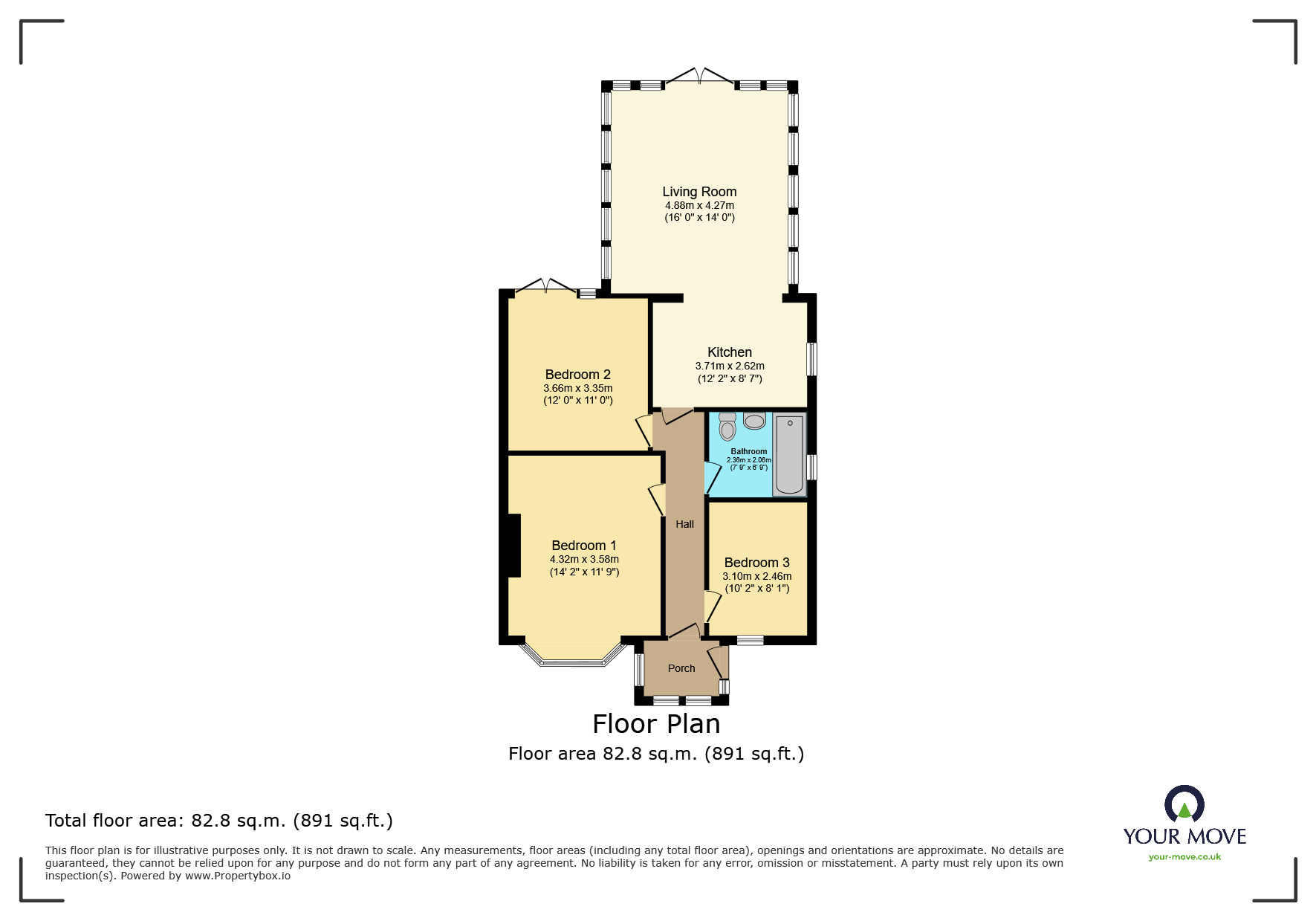 Floorplan of 3 bedroom Semi Detached Bungalow to rent, Gorringe Close, Eastbourne, East Sussex, BN20