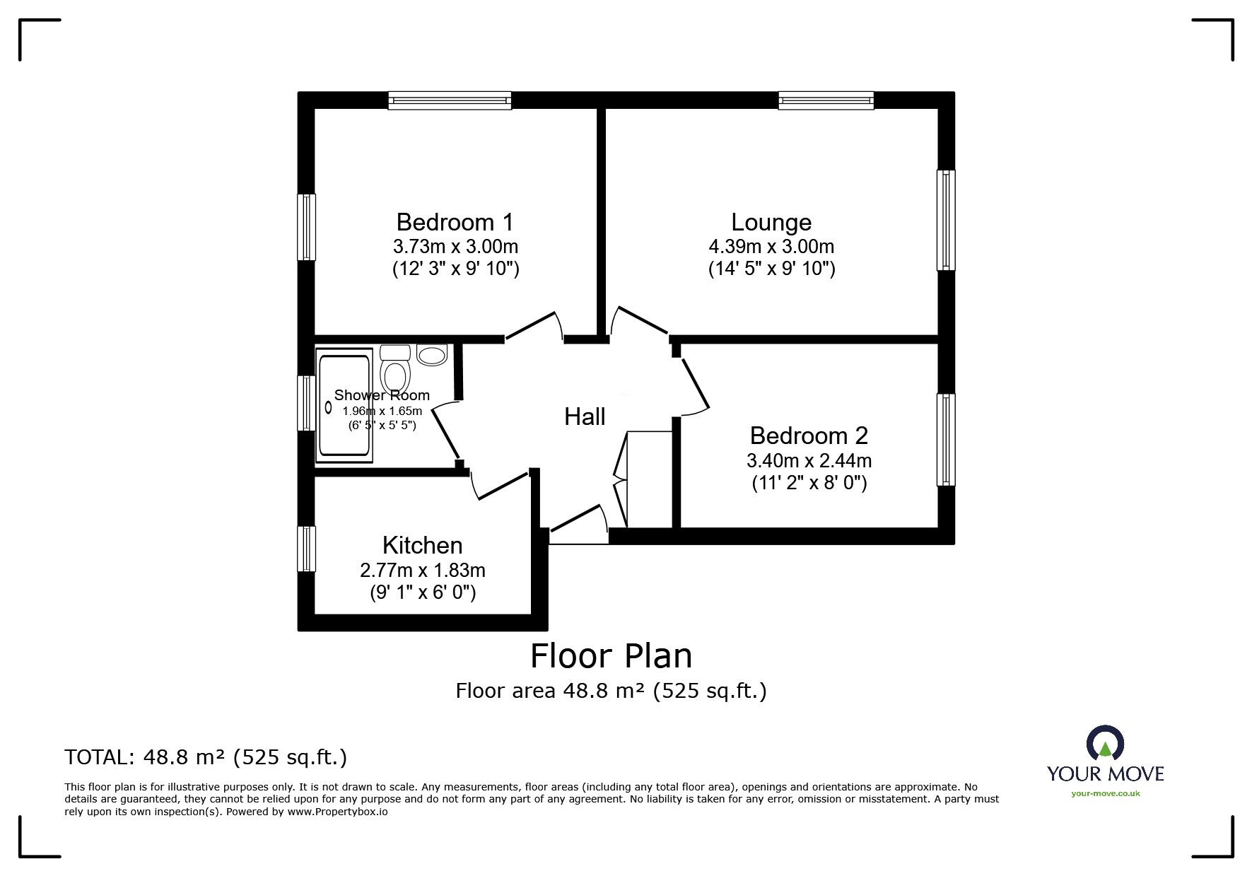 Floorplan of 2 bedroom  Flat for sale, Walnut Walk, Polegate, East Sussex, BN26
