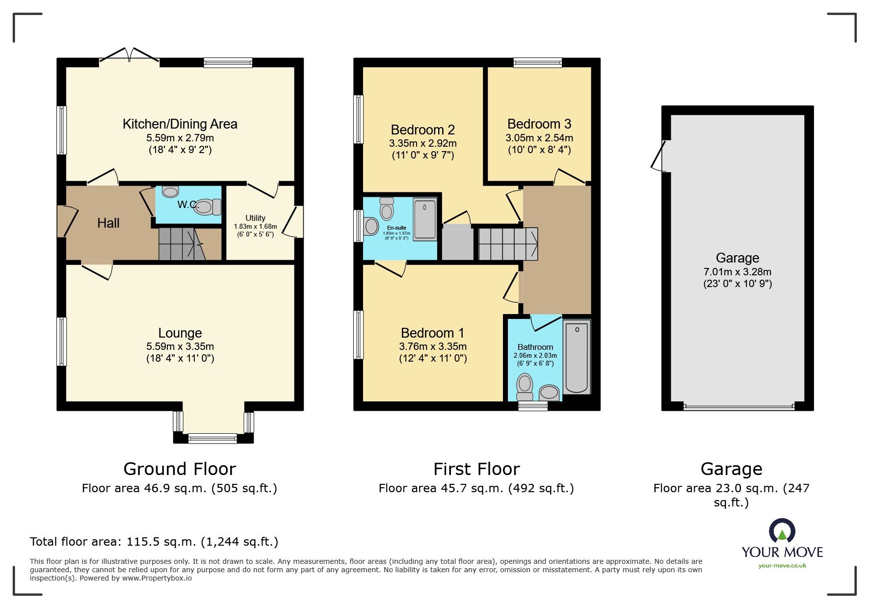 Floorplan of 3 bedroom Detached House for sale, Thyme Avenue, Hailsham, East Sussex, BN27