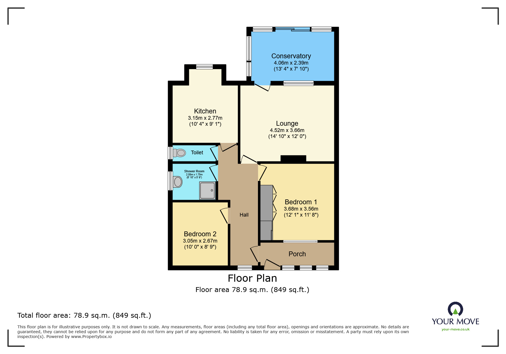 Floorplan of 2 bedroom Semi Detached Bungalow for sale, Brookside Avenue, Polegate, East Sussex, BN26