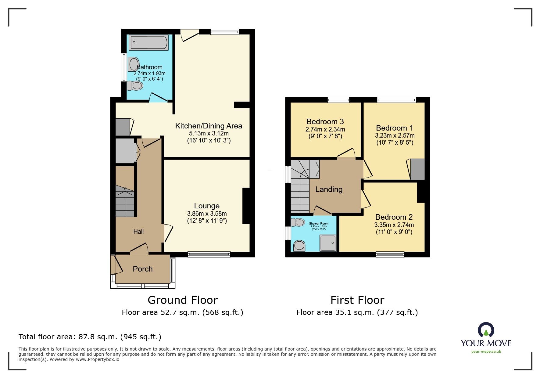 Floorplan of 3 bedroom Semi Detached House to rent, Alexandra Road, Eastbourne, East Sussex, BN22