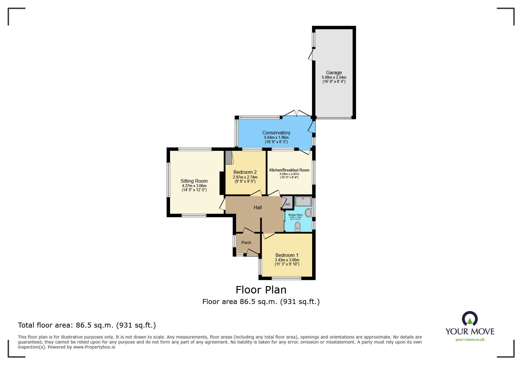 Floorplan of 2 bedroom Detached Bungalow for sale, Old Mill Lane, Polegate, East Sussex, BN26