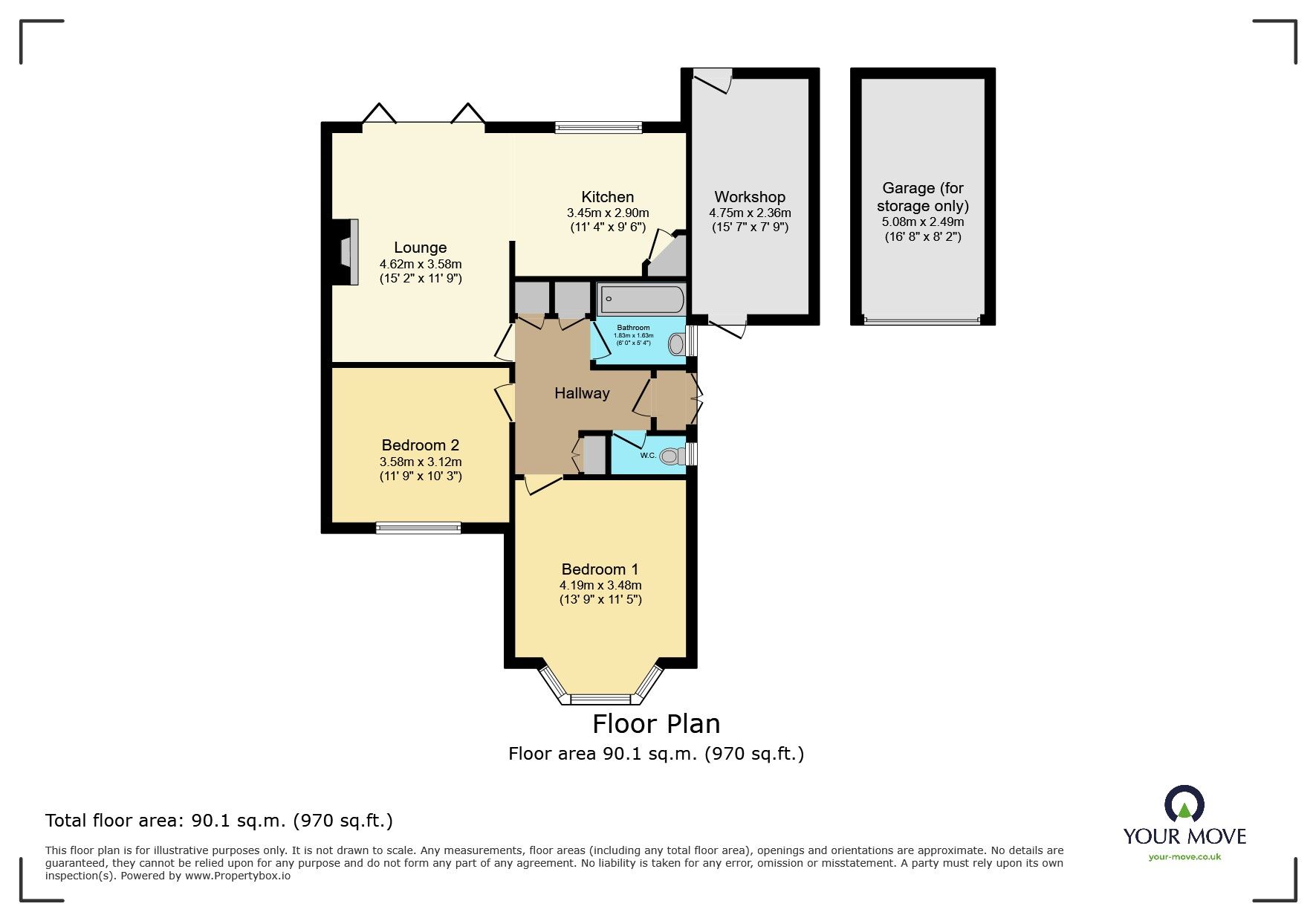 Floorplan of 2 bedroom Detached Bungalow for sale, The Millrace, Polegate, East Sussex, BN26