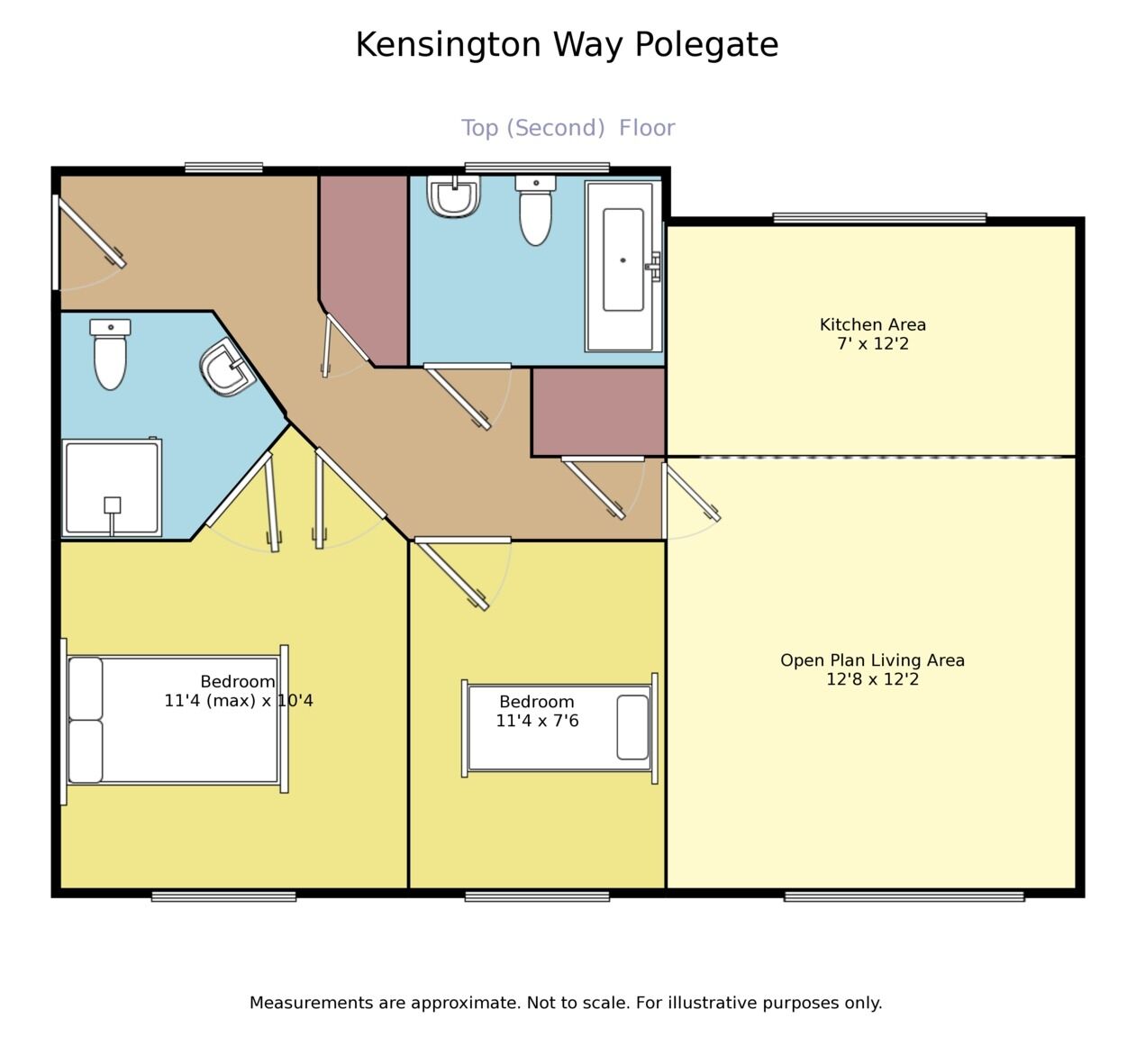 Floorplan of 2 bedroom Flat for sale, Kensington Way, Polegate, East Sussex, BN26