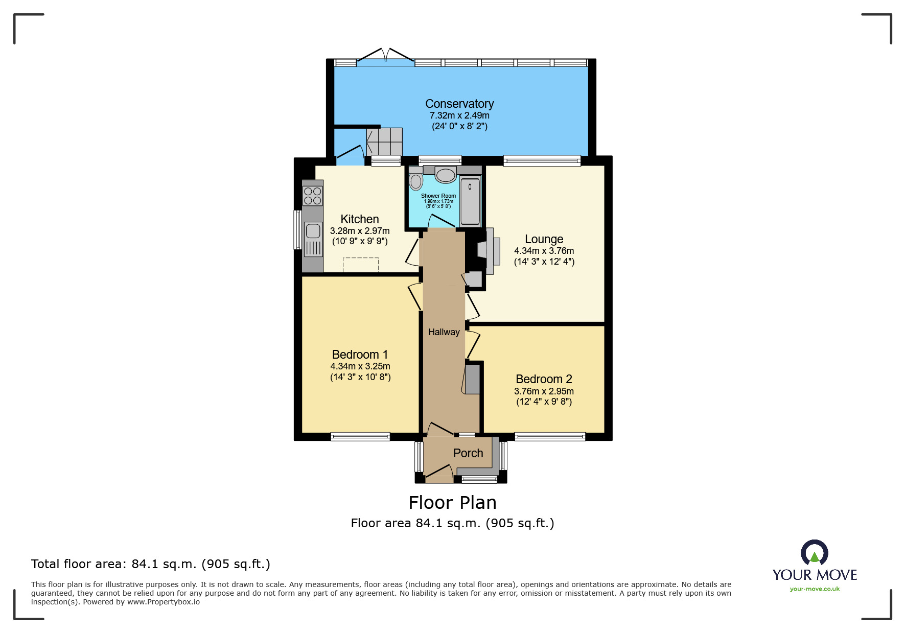 Floorplan of 2 bedroom Semi Detached Bungalow for sale, Barons Way, Polegate, East Sussex, BN26