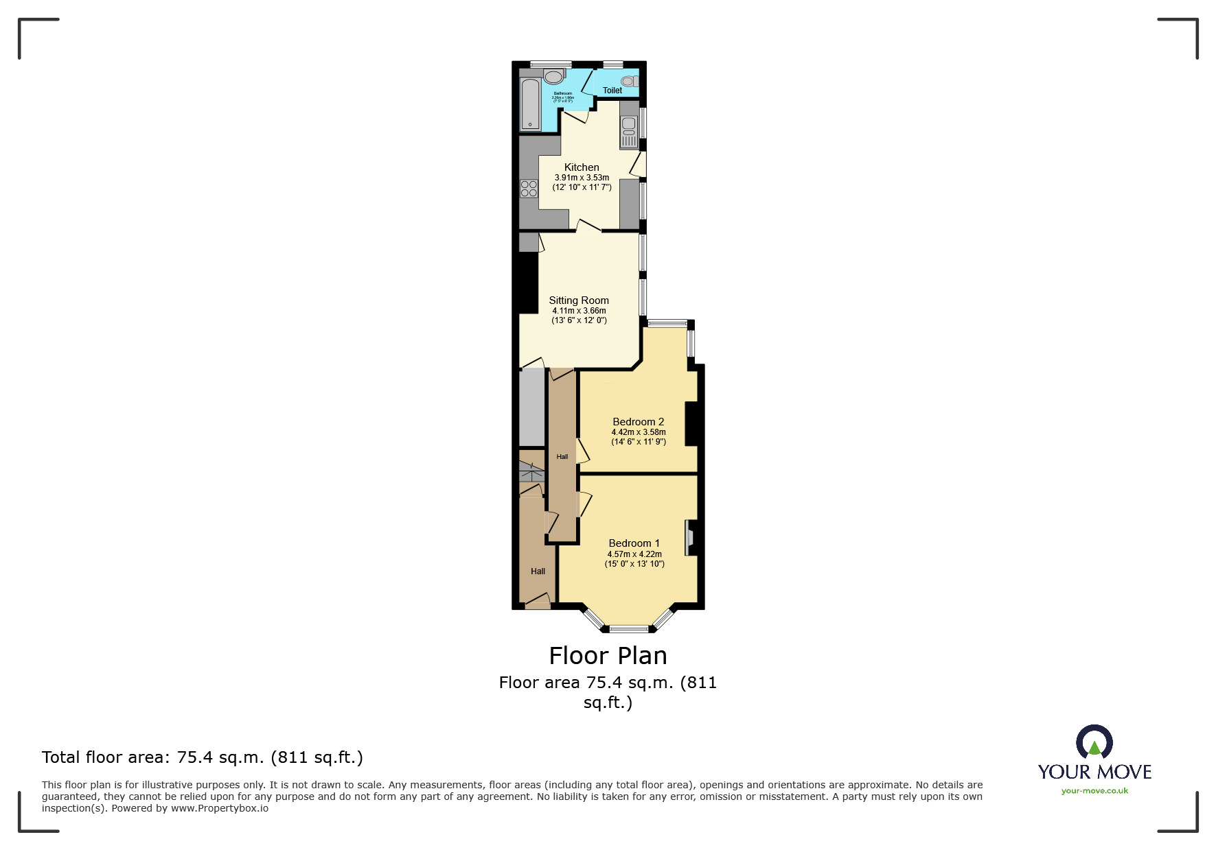 Floorplan of 2 bedroom Flat to rent, Willingdon Road, Eastbourne, East Sussex, BN21