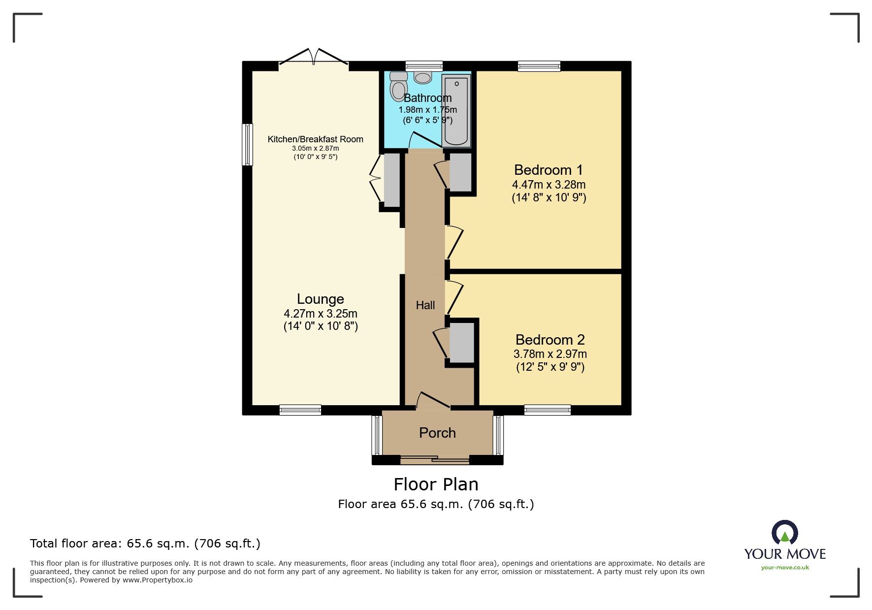 Floorplan of 2 bedroom Semi Detached Bungalow for sale, Barons Way, Polegate, East Sussex, BN26