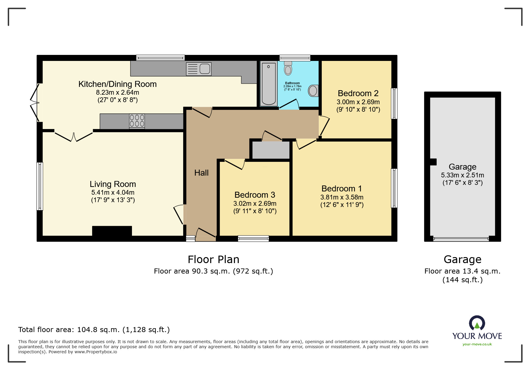 Floorplan of 3 bedroom Detached Bungalow for sale, Seven Sisters Road, Eastbourne, East Sussex, BN22