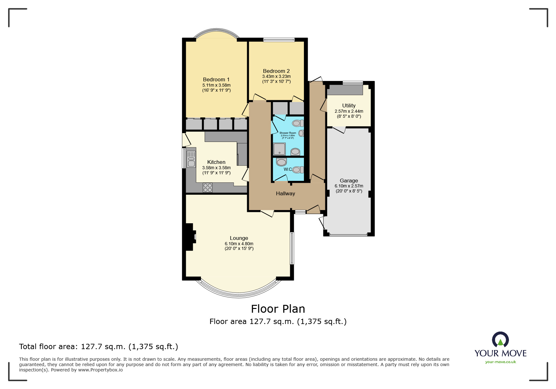 Floorplan of 2 bedroom Detached Bungalow for sale, Smugglers Close, Alfriston, East Sussex, BN26