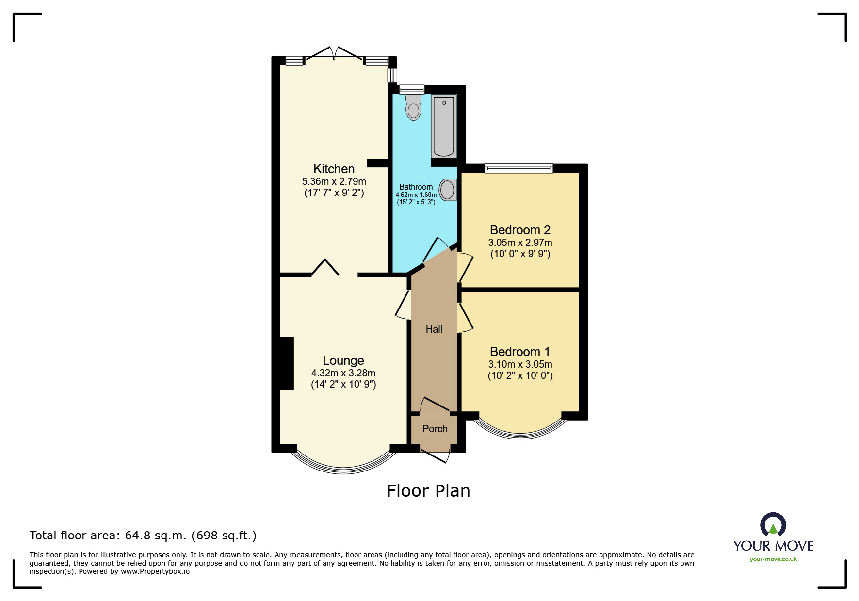 Floorplan of 2 bedroom Semi Detached Bungalow to rent, East Close, Polegate, East Sussex, BN26