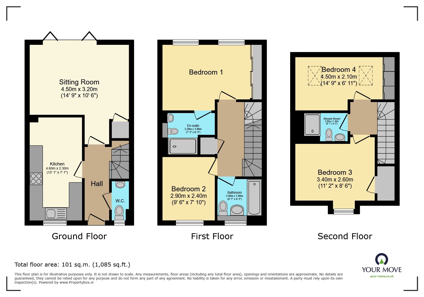 Floorplan of 4 bedroom Mid Terrace House for sale, Jubilee Drive, Polegate, East Sussex, BN26