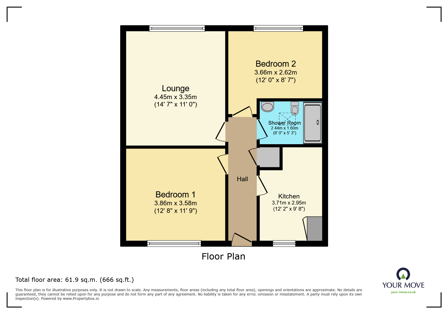 Floorplan of 2 bedroom Flat to rent, The Hydneye, Eastbourne, East Sussex, BN22