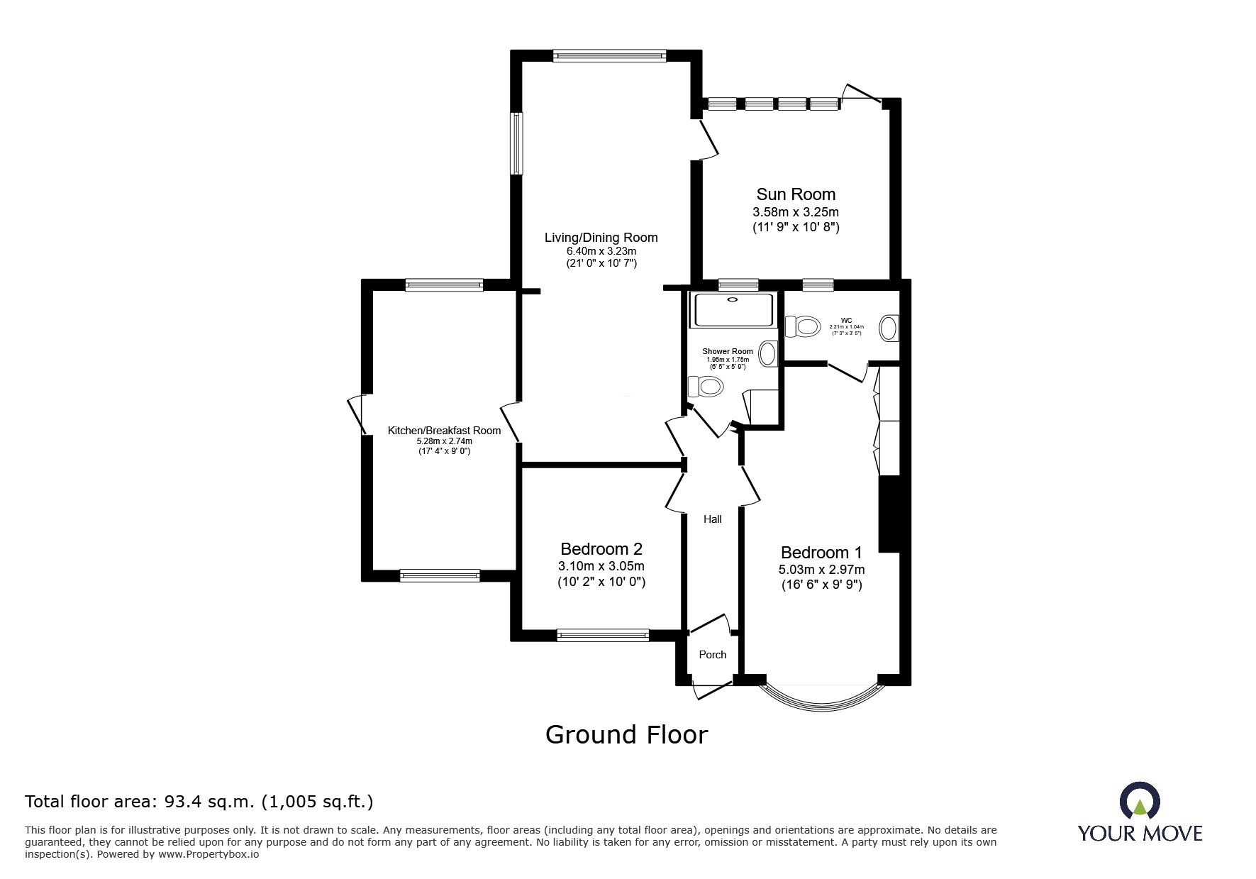 Floorplan of 2 bedroom Semi Detached Bungalow for sale, Eastern Avenue, Polegate, East Sussex, BN26