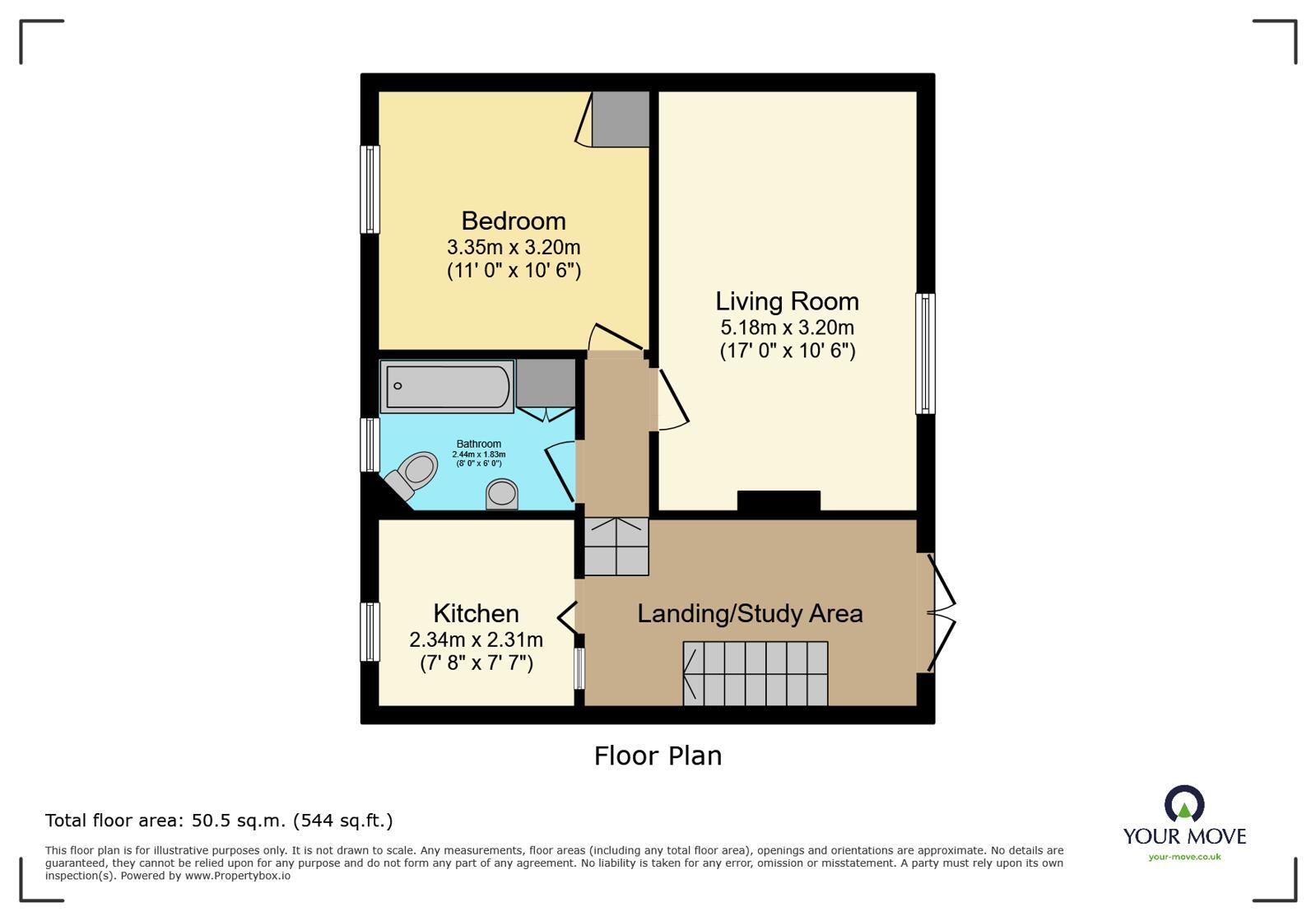 Floorplan of 1 bedroom Mid Terrace Flat for sale, Brook Street, Polegate, East Sussex, BN26