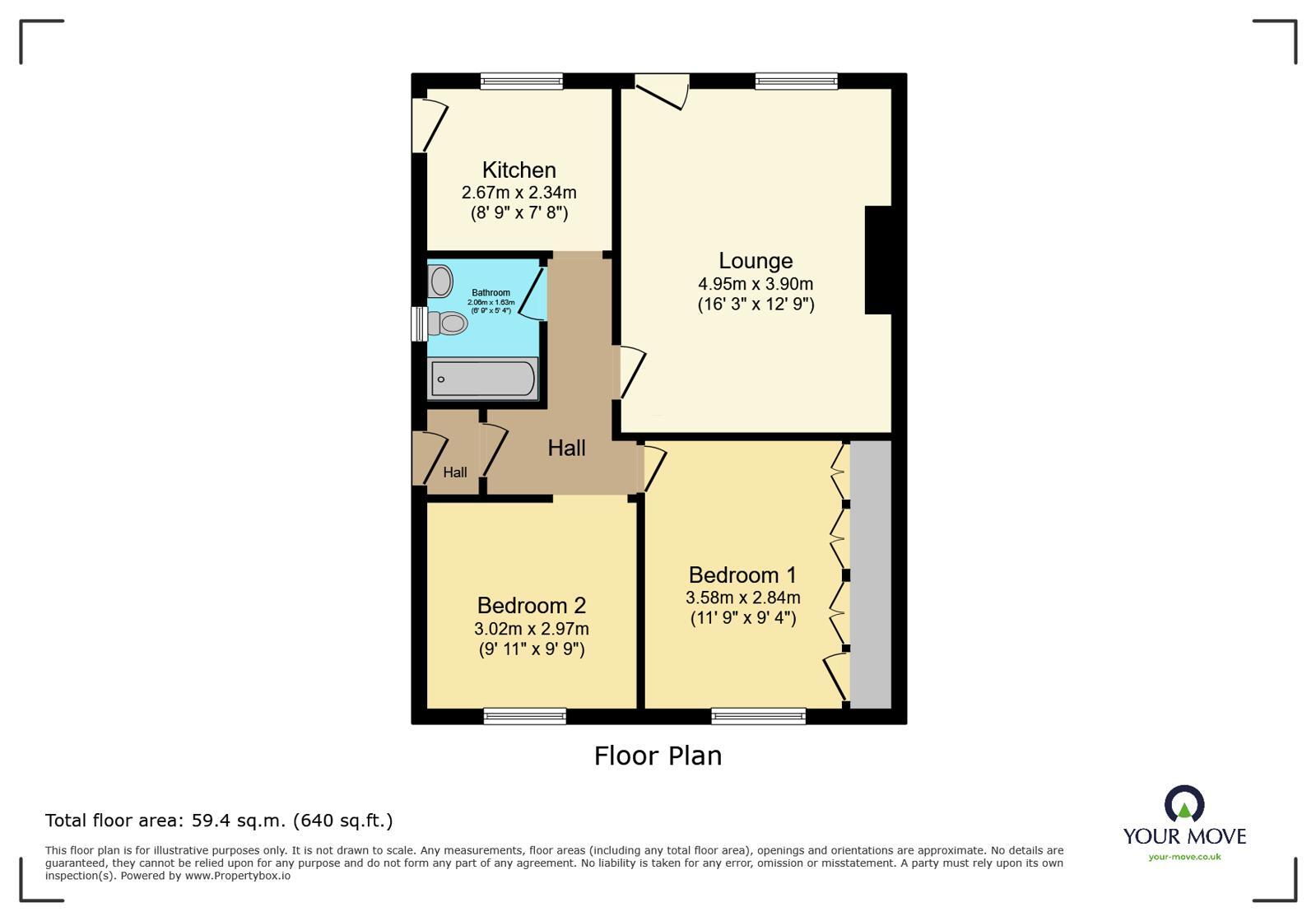 Floorplan of 2 bedroom Semi Detached Bungalow for sale, Greenleaf Gardens, Polegate, East Sussex, BN26