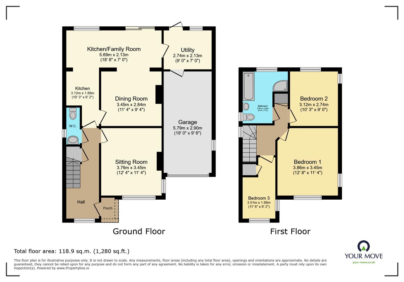 Floorplan of 3 bedroom Detached House for sale, Wannock Lane, Eastbourne, East Sussex, BN20