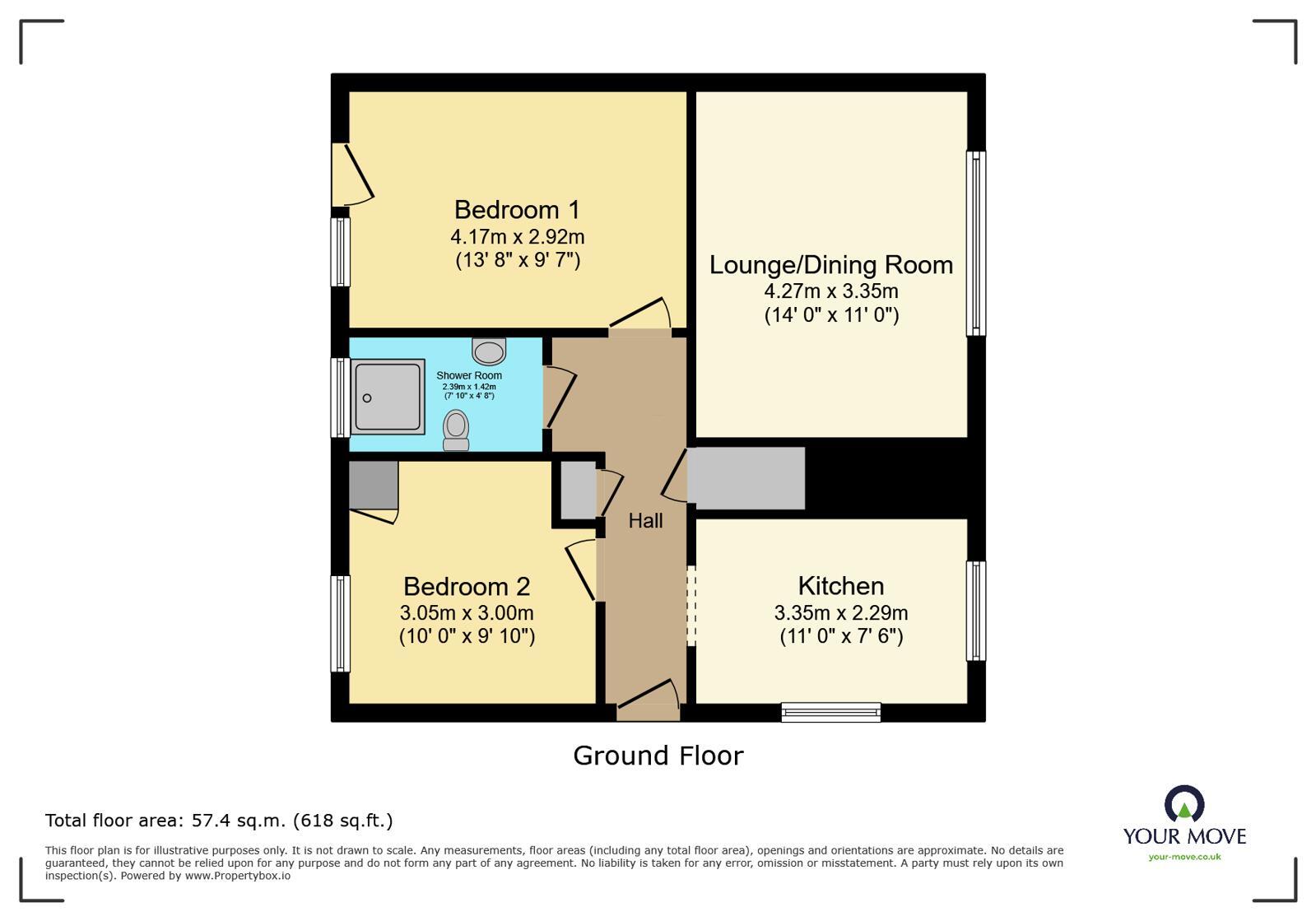 Floorplan of 2 bedroom Flat for sale, Westfield Close, Polegate, East Sussex, BN26