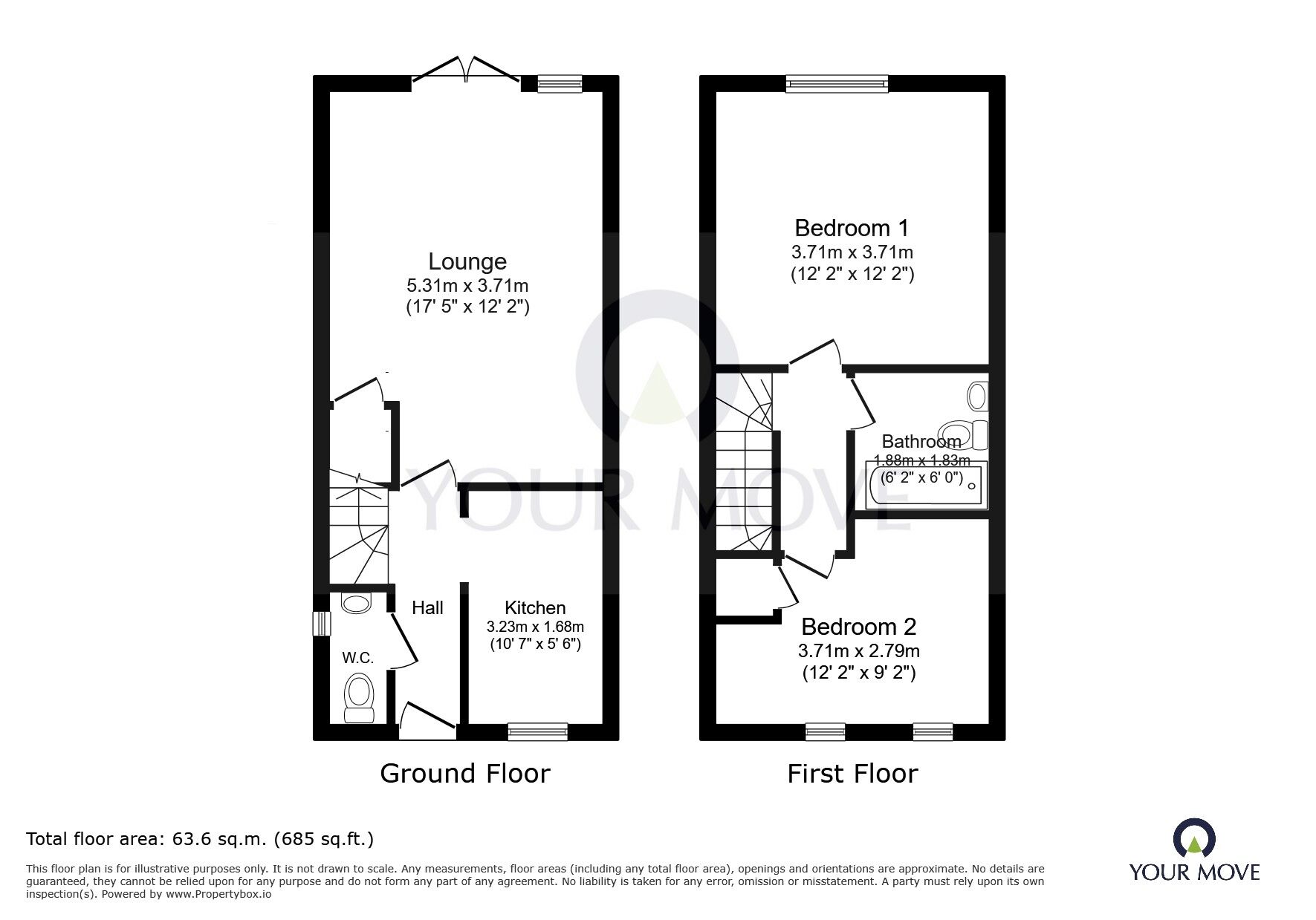 Floorplan of 2 bedroom Semi Detached House for sale, Ashley Gardens, Amberstone, East Sussex, BN27