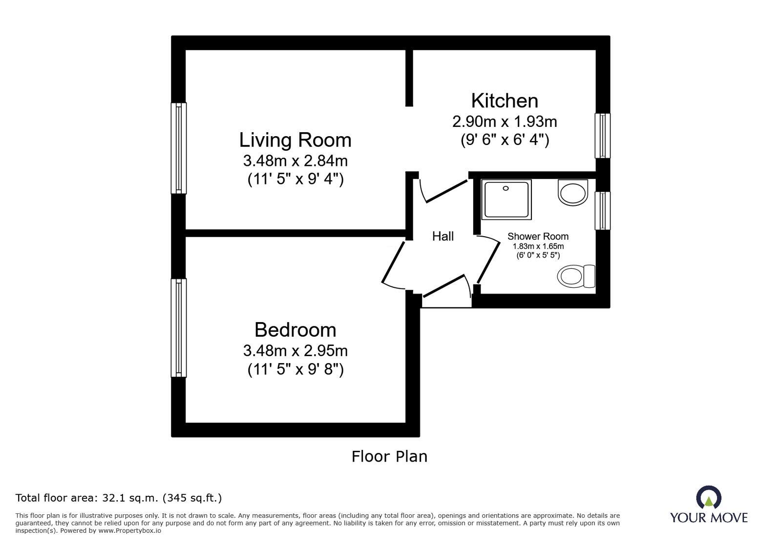 Floorplan of 1 bedroom Flat to rent, Windsor Way, Polegate, East Sussex, BN26