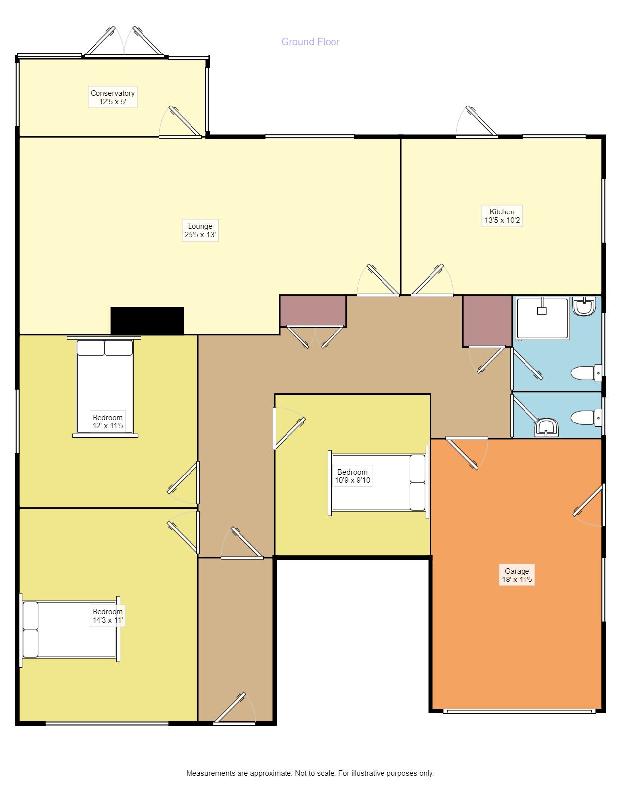 Floorplan of 3 bedroom Detached Bungalow for sale, Cornmill Gardens, Polegate, East Sussex, BN26