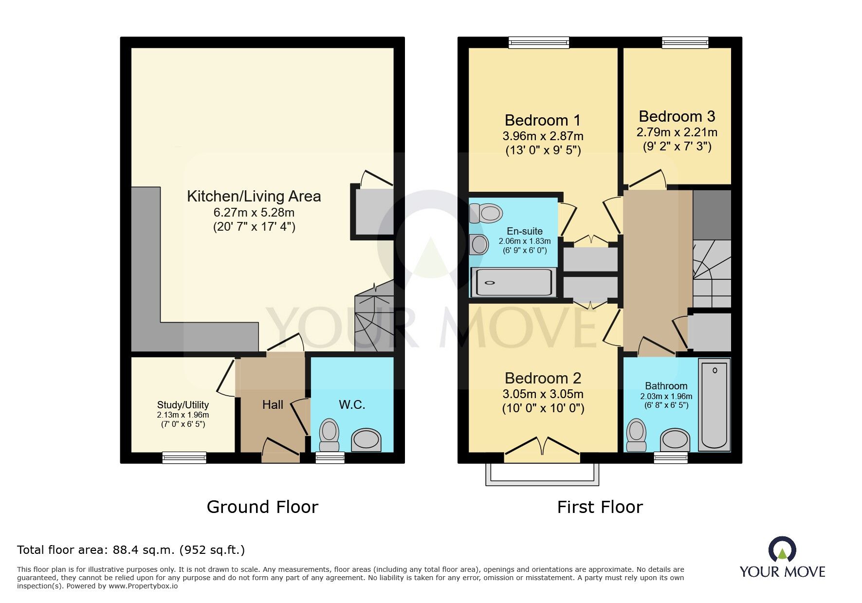Floorplan of 3 bedroom End Terrace House for sale, Sunflower Lane, Polegate, East Sussex, BN26