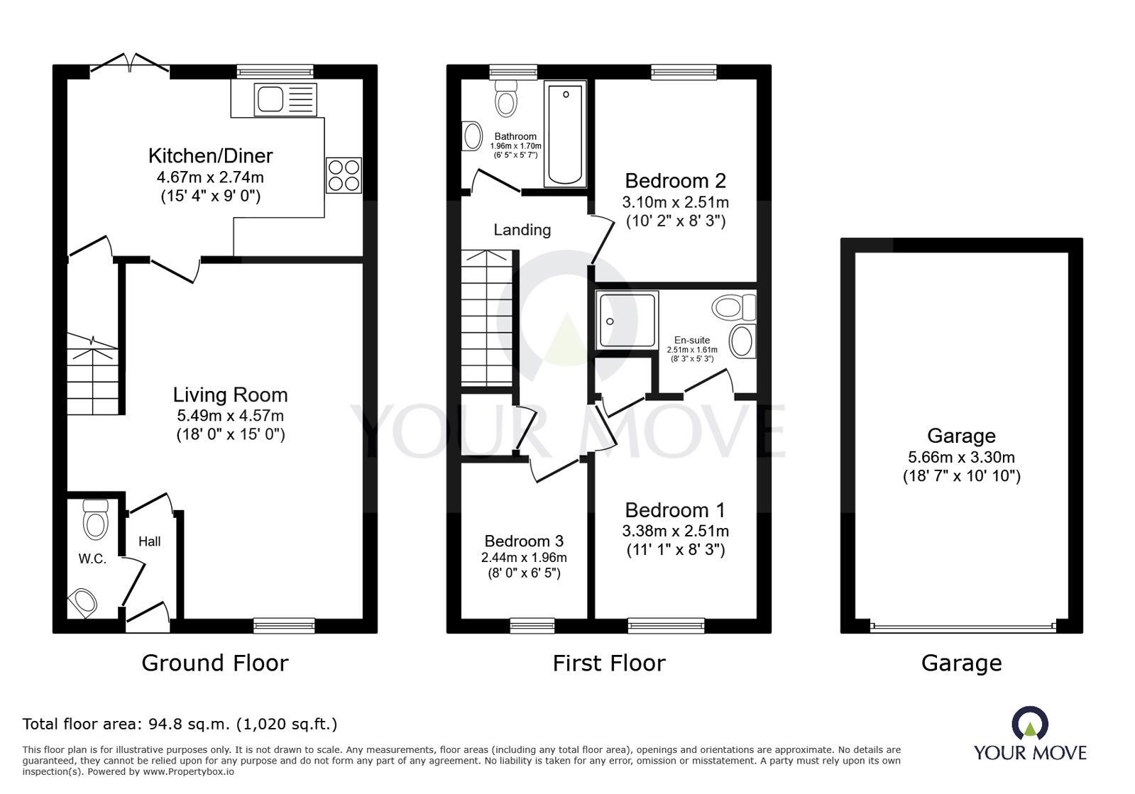 Floorplan of 3 bedroom Mid Terrace House for sale, Gournay Road, Hailsham, East Sussex, BN27