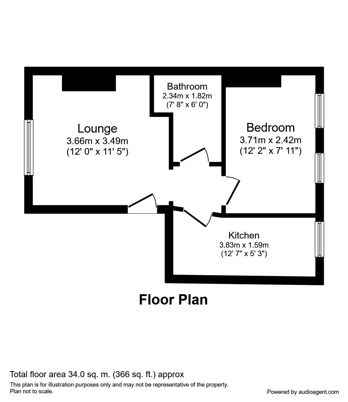 Floorplan of 1 bedroom Flat to rent, North Avenue, Ramsgate, Kent, CT11