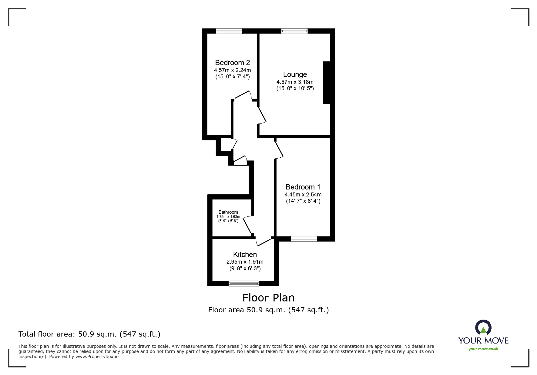 Floorplan of 2 bedroom Flat to rent, Augusta Road, Ramsgate, Kent, CT11