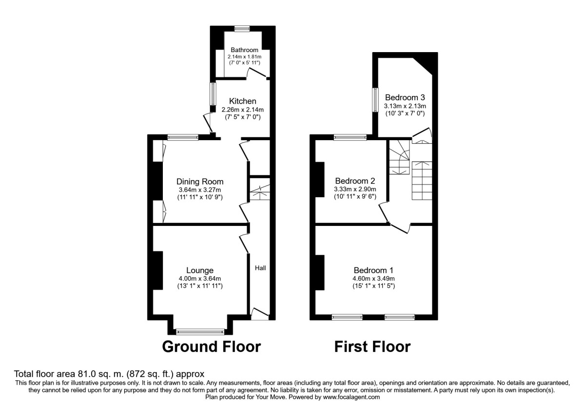 Floorplan of 3 bedroom Mid Terrace House to rent, Dane Road, Ramsgate, Kent, CT11